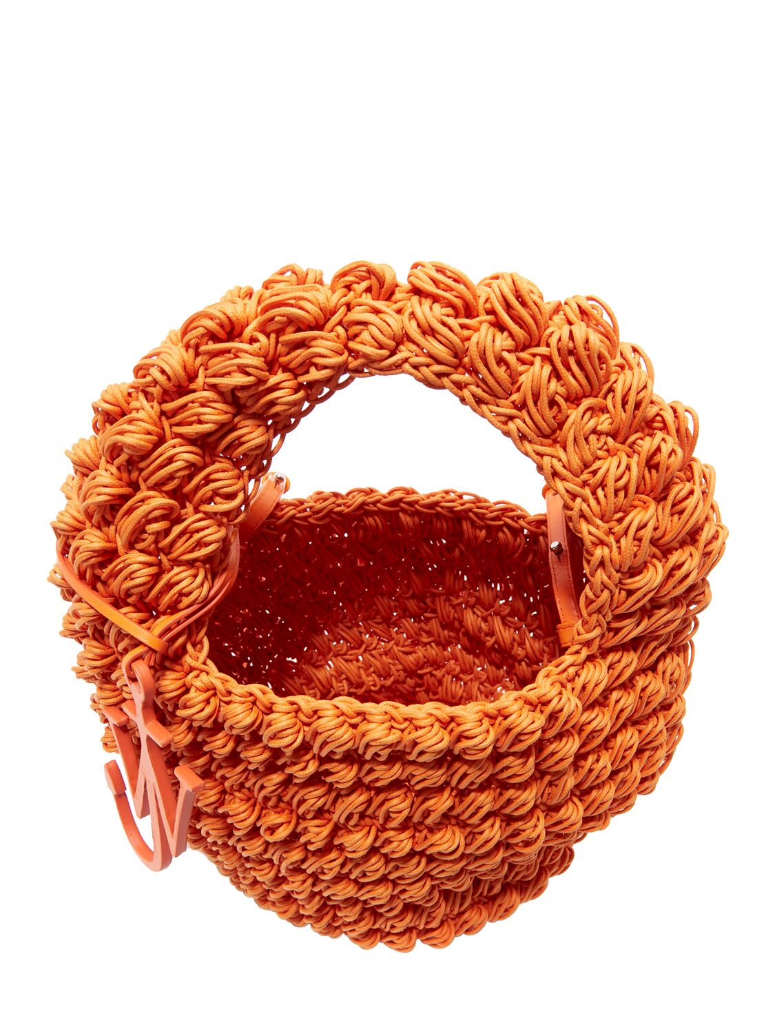 Shop Jw Anderson Popcorn Crochet Basket Bag In Orange