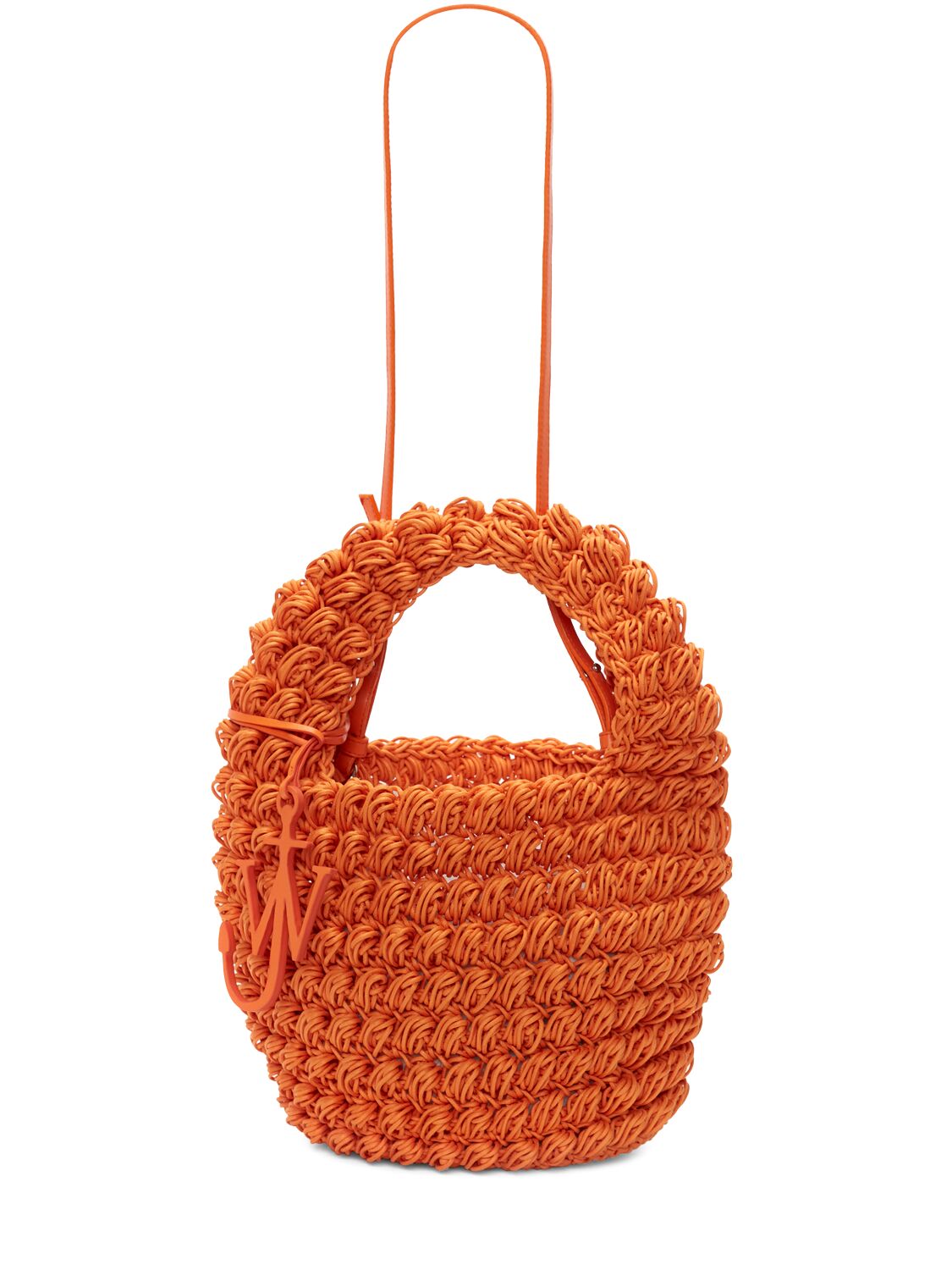 Jw Anderson Popcorn Crochet Basket Bag In Orange