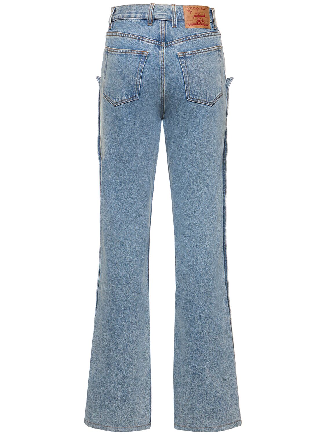 Shop Y/project Snap-off Straight Denim Jeans In Blue