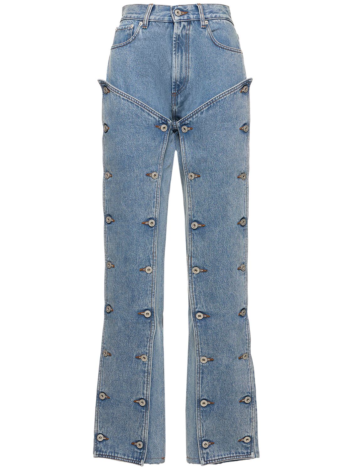 Shop Y/project Snap-off Straight Denim Jeans In Blue