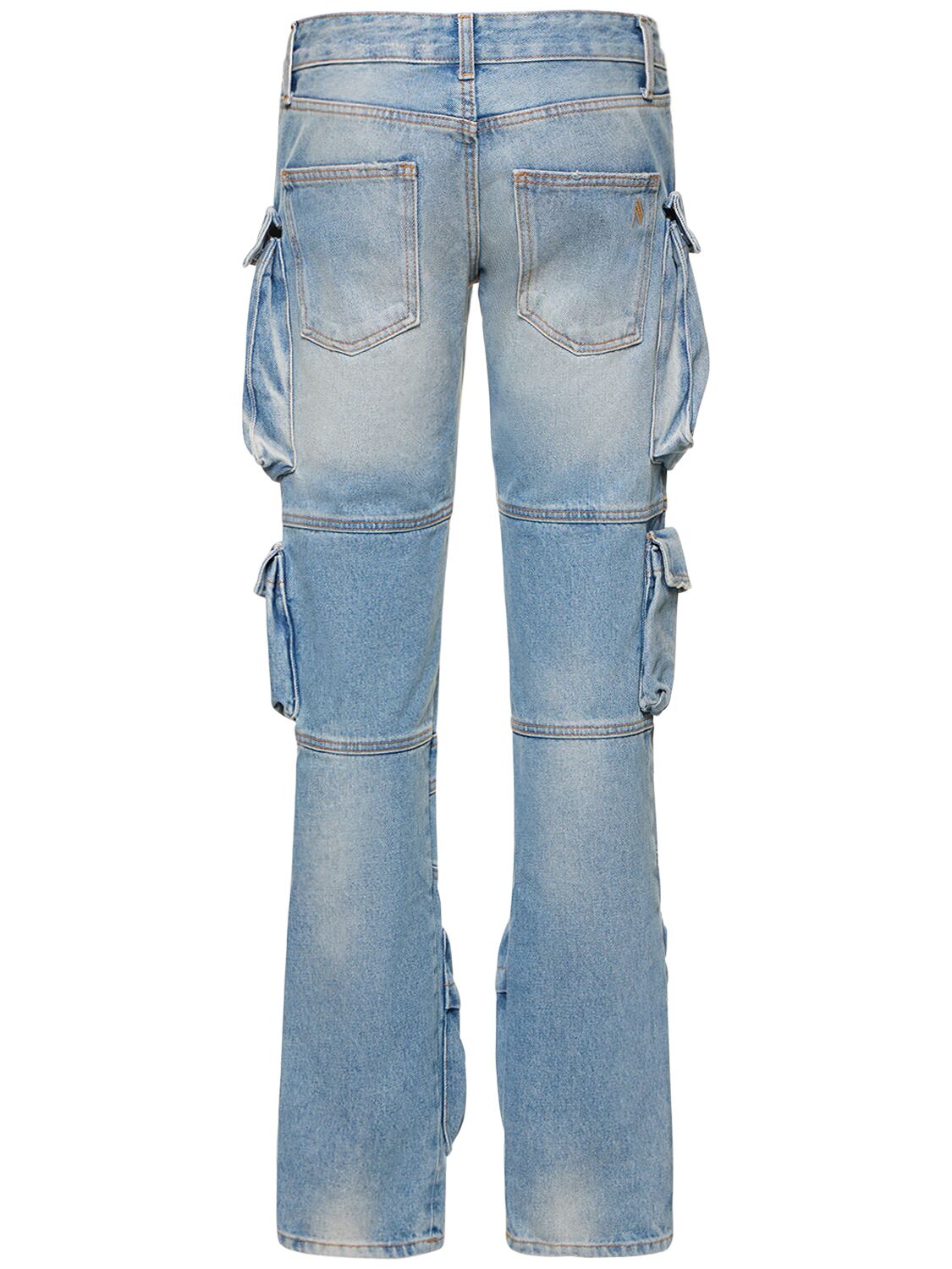 Shop Attico Essie Denim Low Waist Cargo Jeans In Light Blue