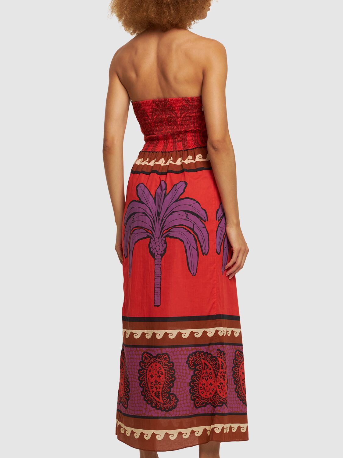 Shop Johanna Ortiz East Africa Heart Strapless Long Dress In Red,purple