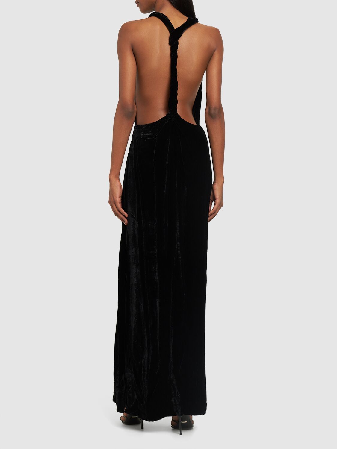 Shop Proenza Schouler Maxi Velvet Halter Dress In Black