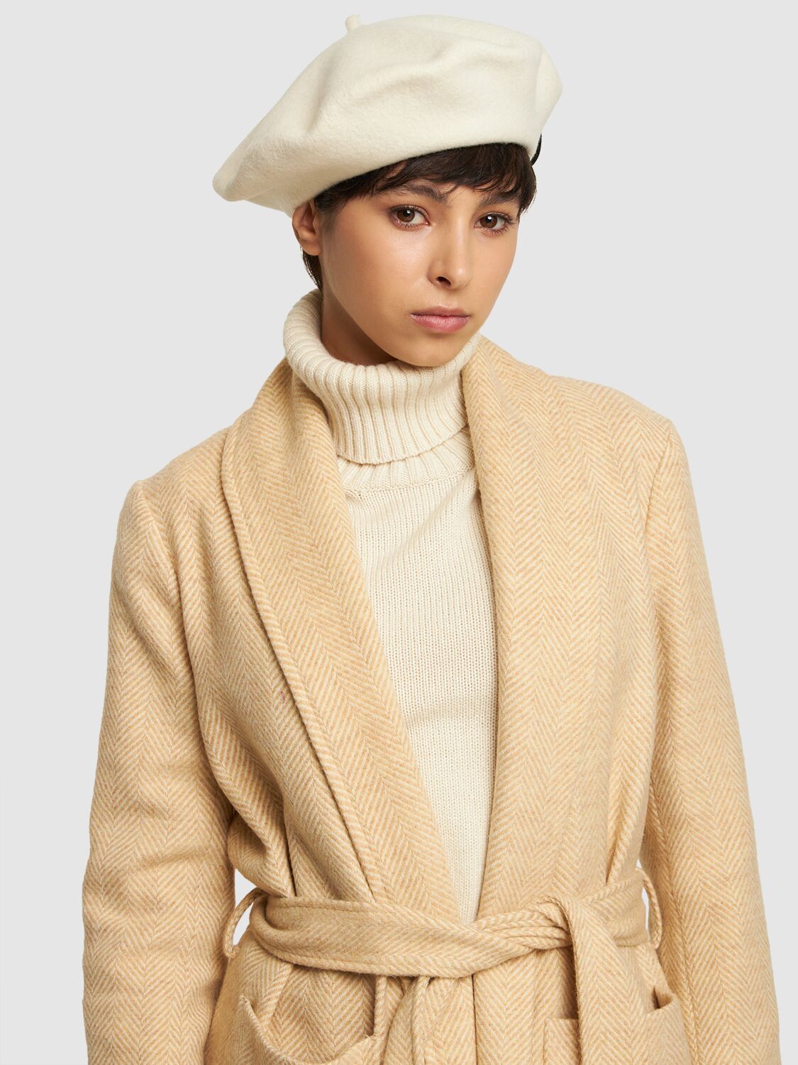 Shop Borsalino Felted Wool Beret In White