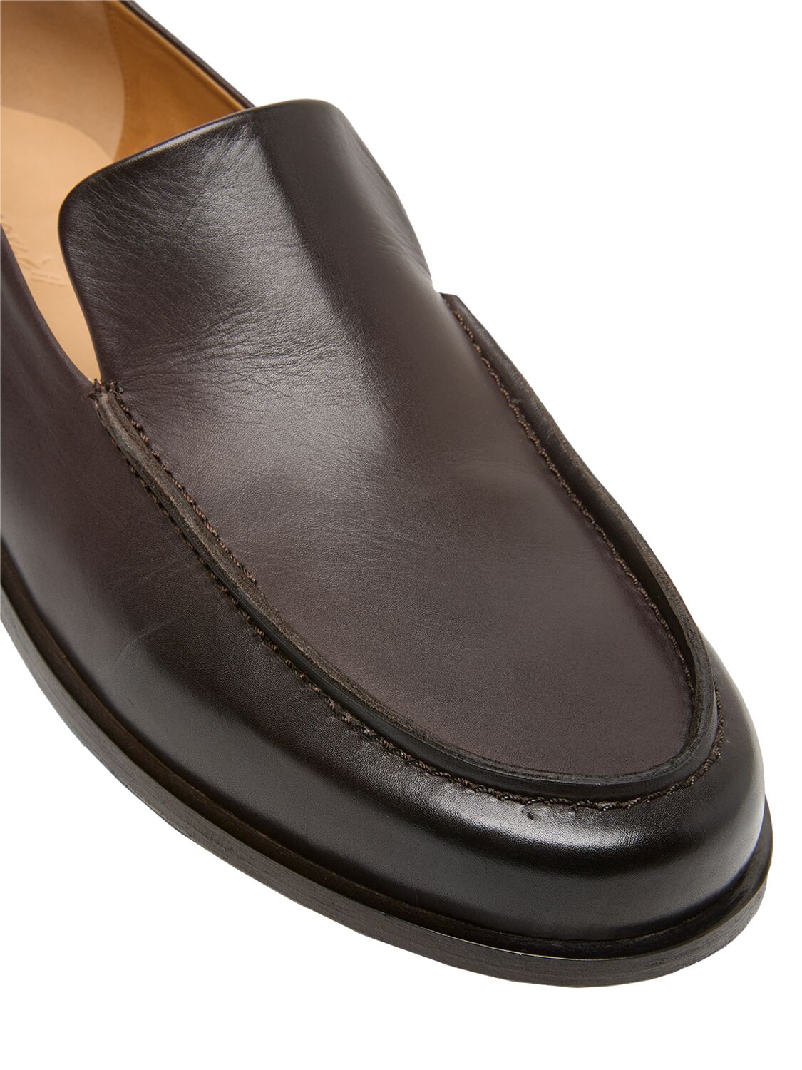 Shop Marsèll Mocasso Leather Loafers In Dark Brown