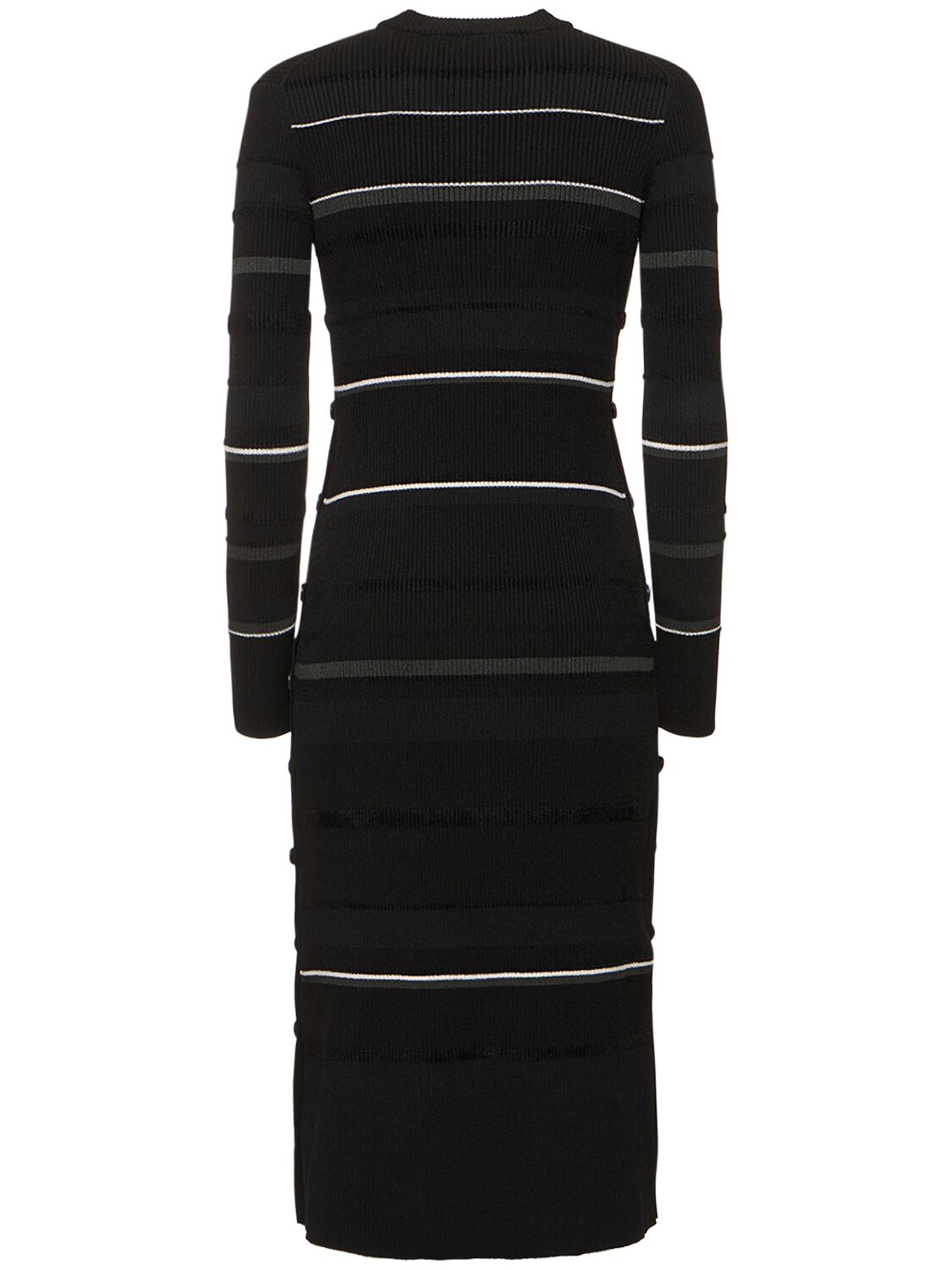 Shop Proenza Schouler Rachel Striped Rib Knit Midi Dress In Multi,black