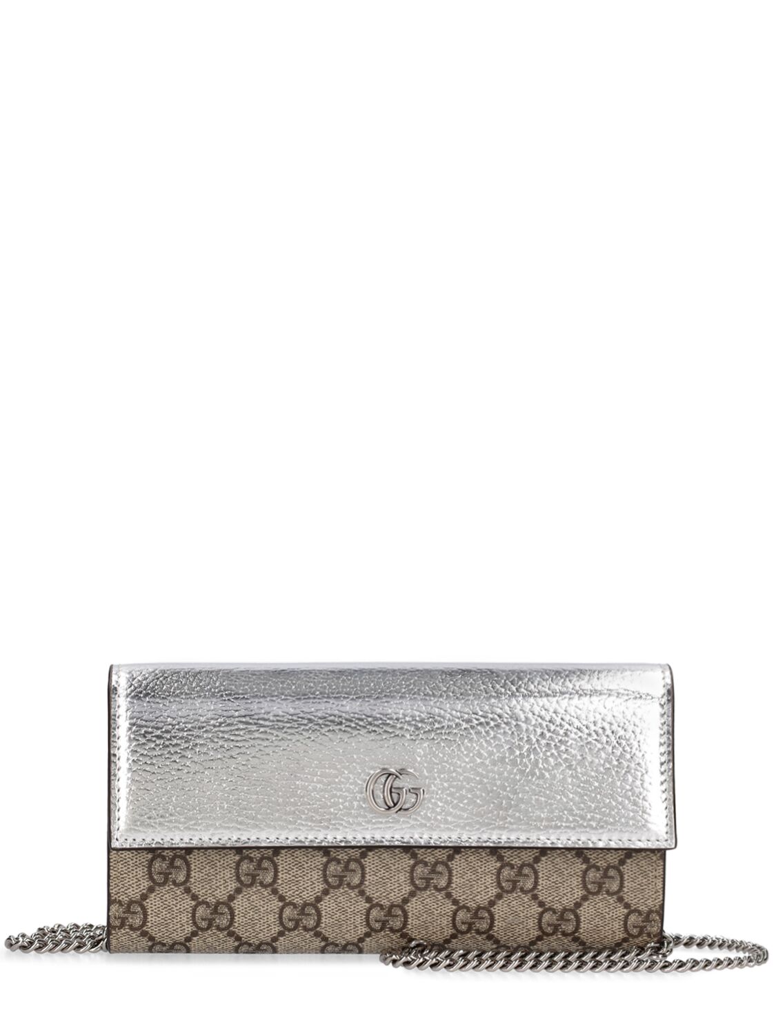 Image of Gg Marmont Leather & Canvas Chain Wallet