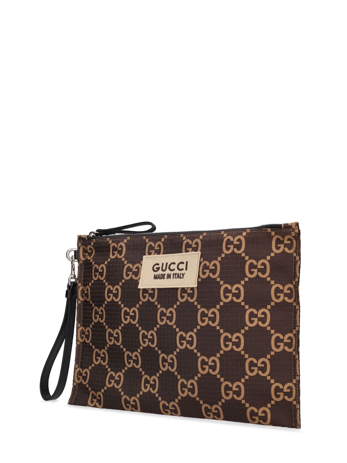 Shop Gucci Gg Ripstop Nylon Pouch In Beige,brown