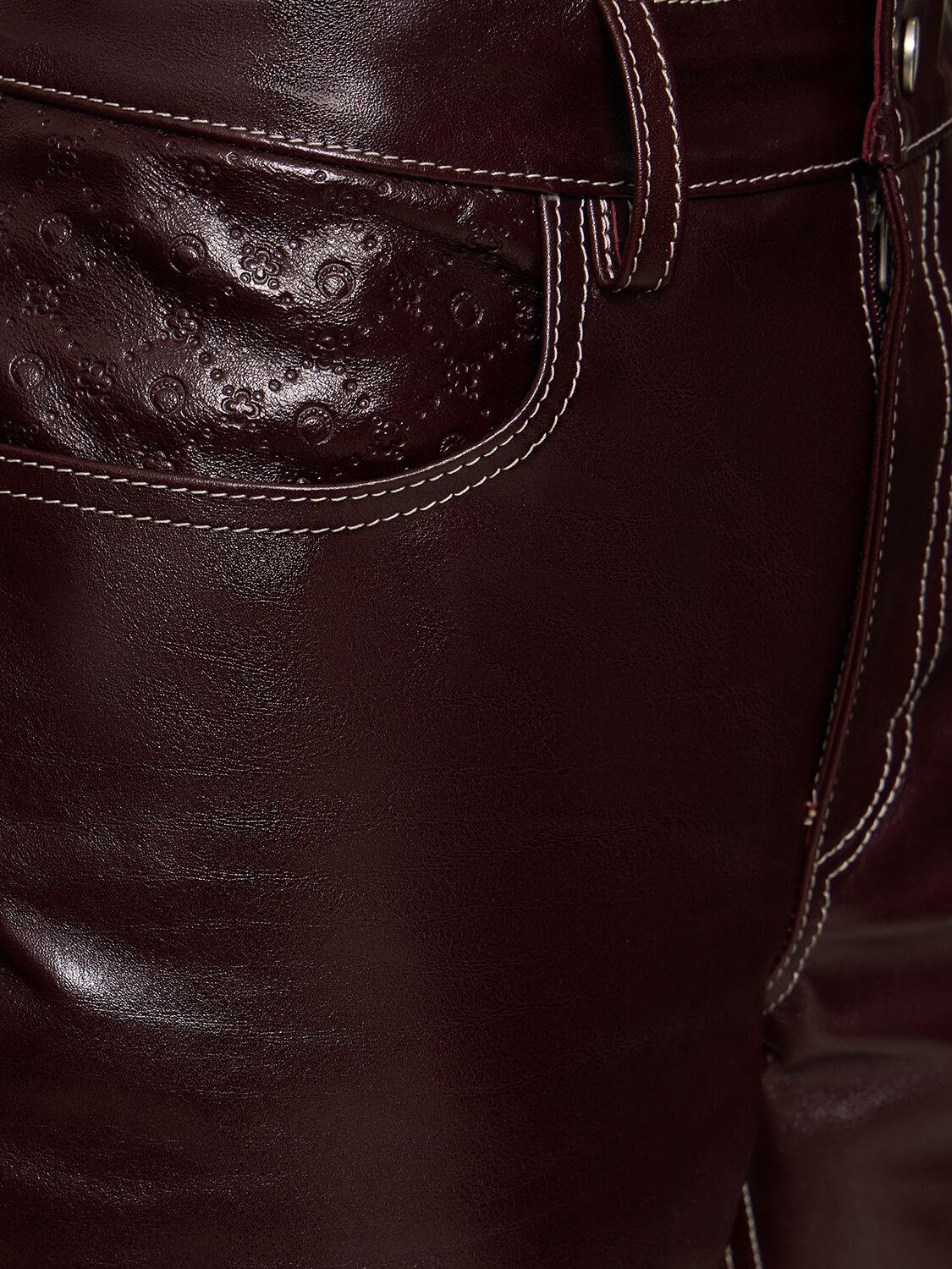 Shop Marine Serre Leather Straight Pants In Rd70