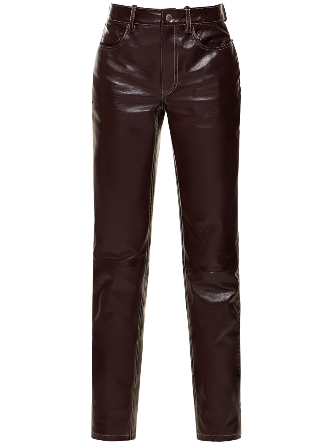 Marine Serre Leather Straight Pants In Rd70