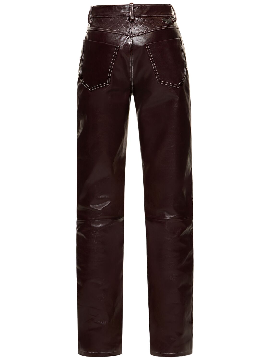 Shop Marine Serre Leather Straight Pants In Rd70