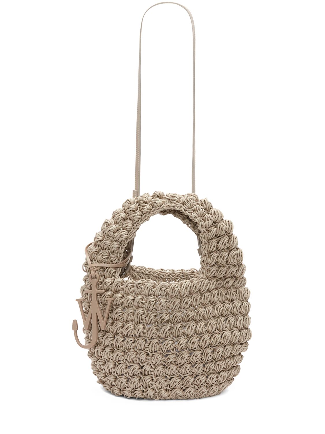 Jw Anderson Popcorn Crochet Basket Bag In Grey