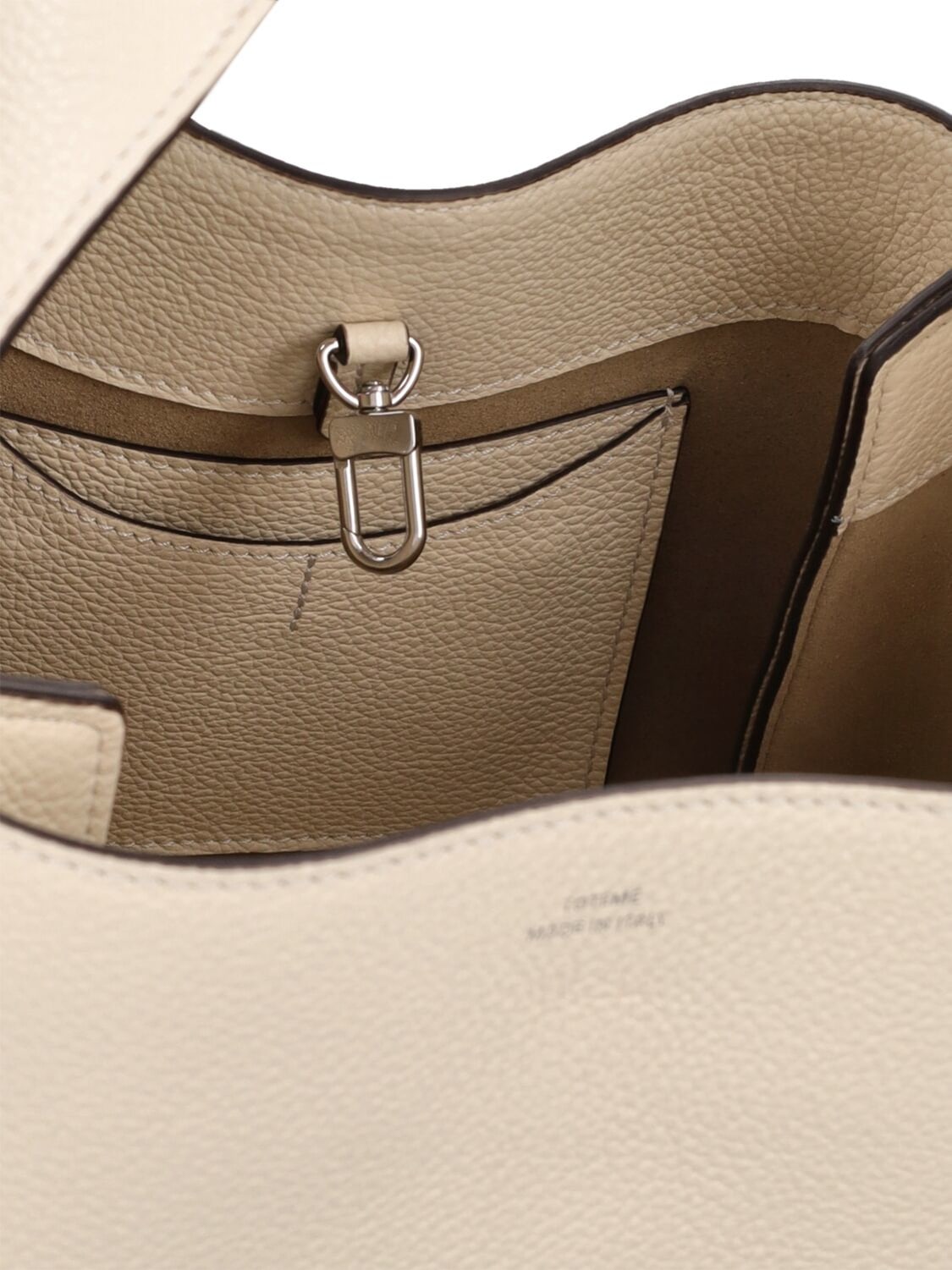 Shop Totême Bucket Pebble Grain Leather Bag In Milk