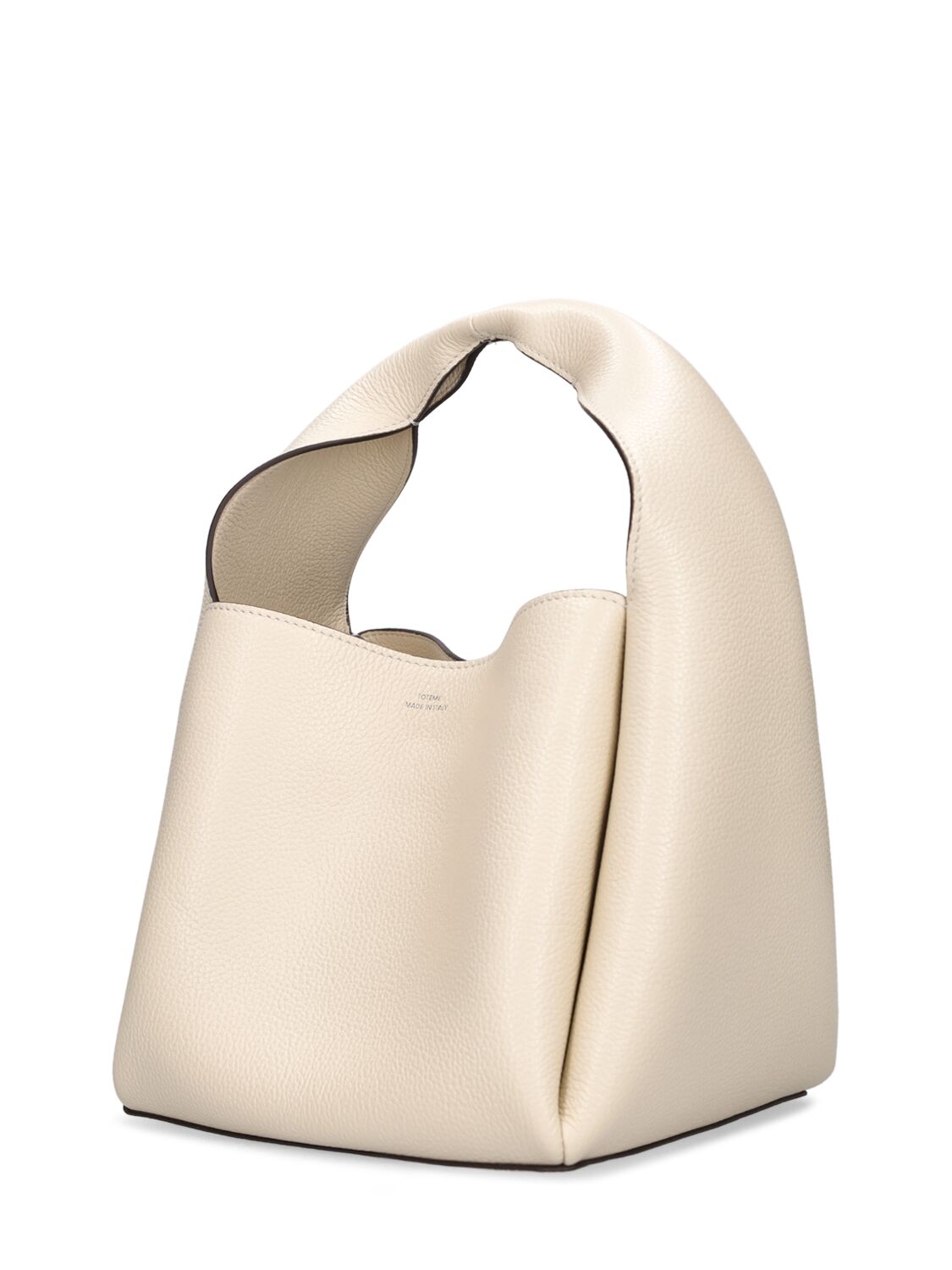 Shop Totême Bucket Pebble Grain Leather Bag In Milk