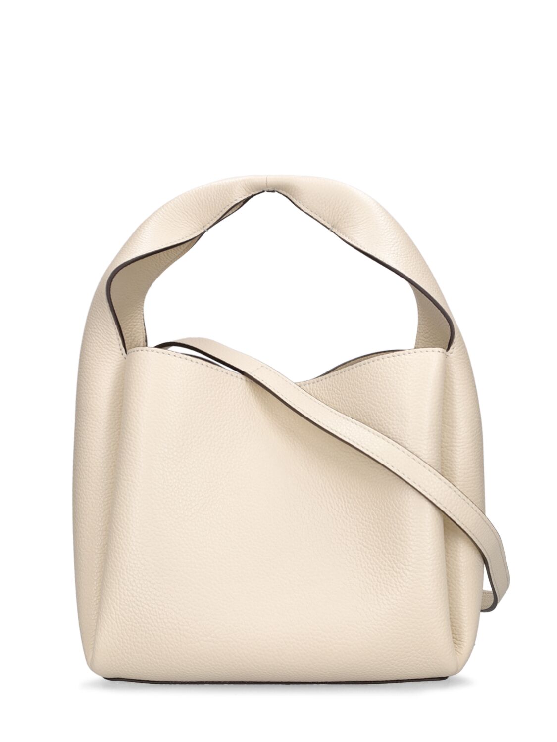 Shop Totême Bucket Pebble Grain Leather Bag In Milk