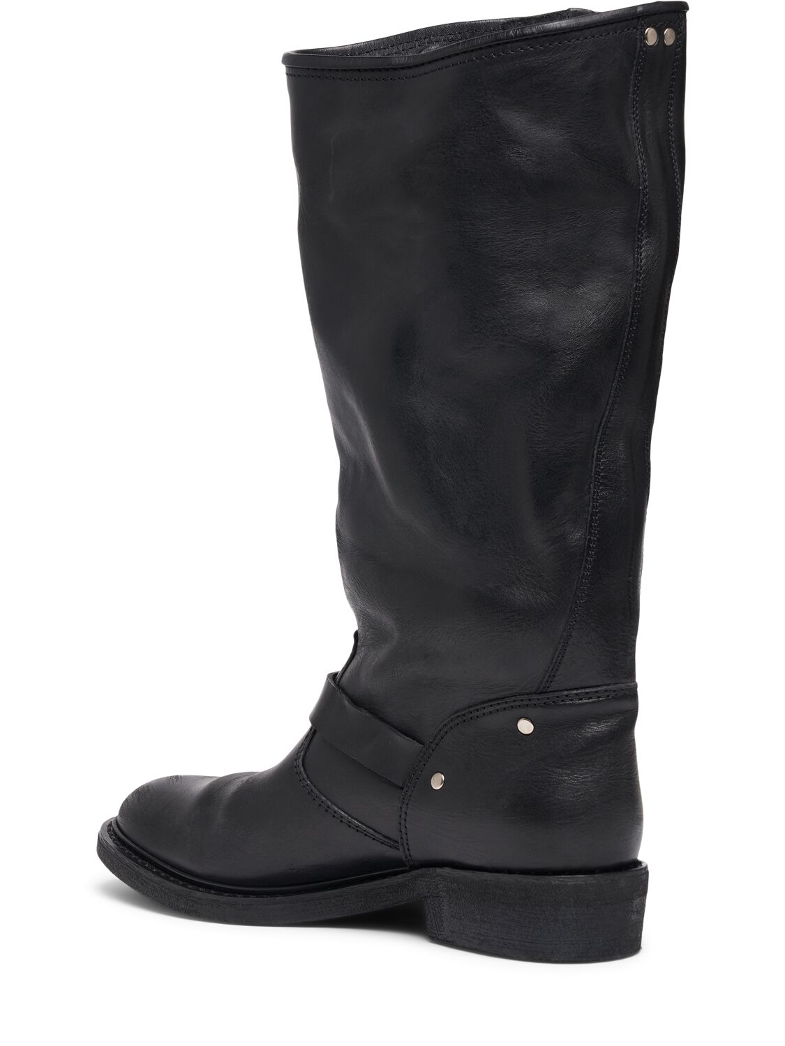 Shop Golden Goose 30mm Biker Leather Tall Boots In Black