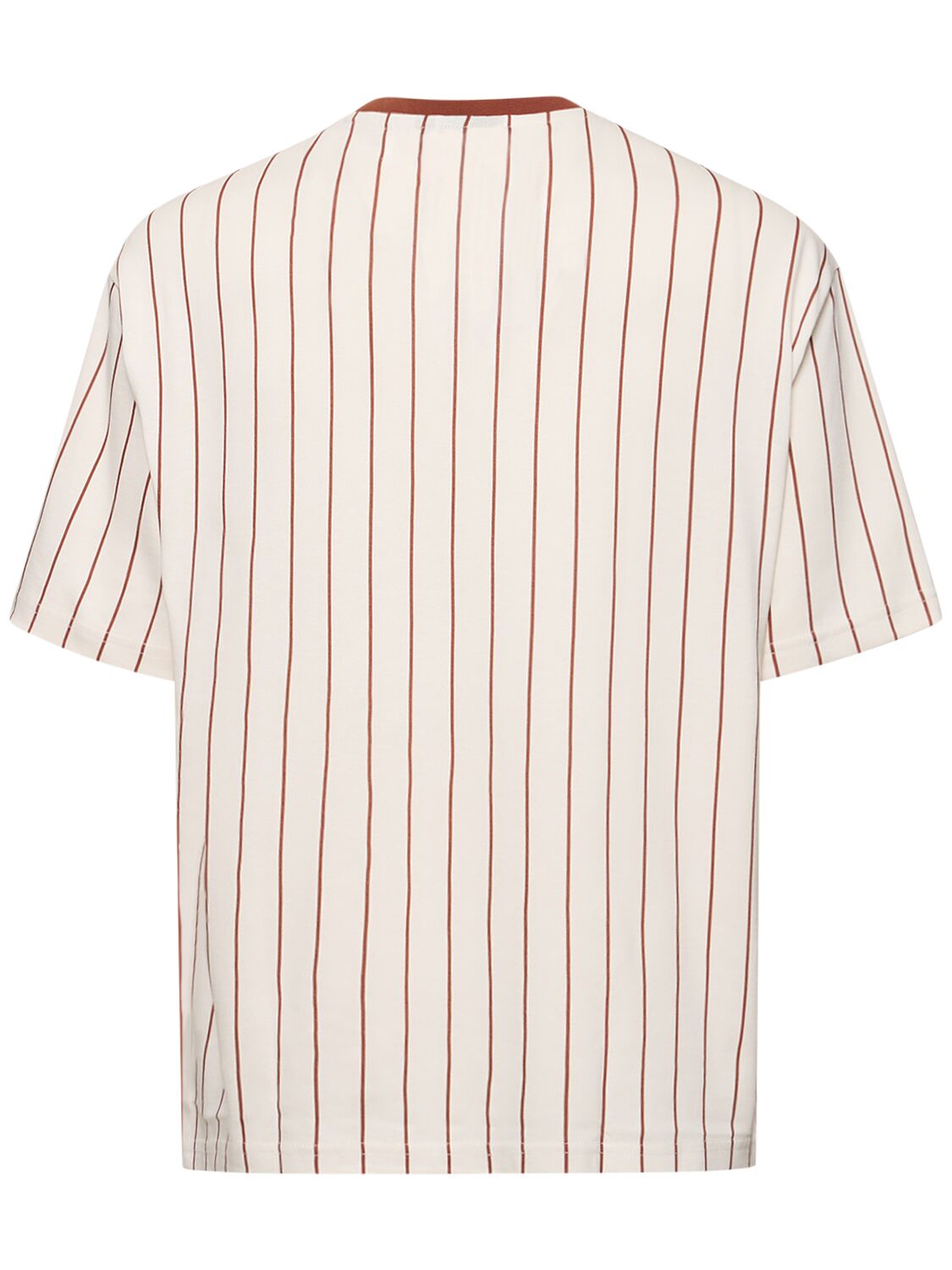 Shop New Era Pinstriped Cotton T-shirt In White,red
