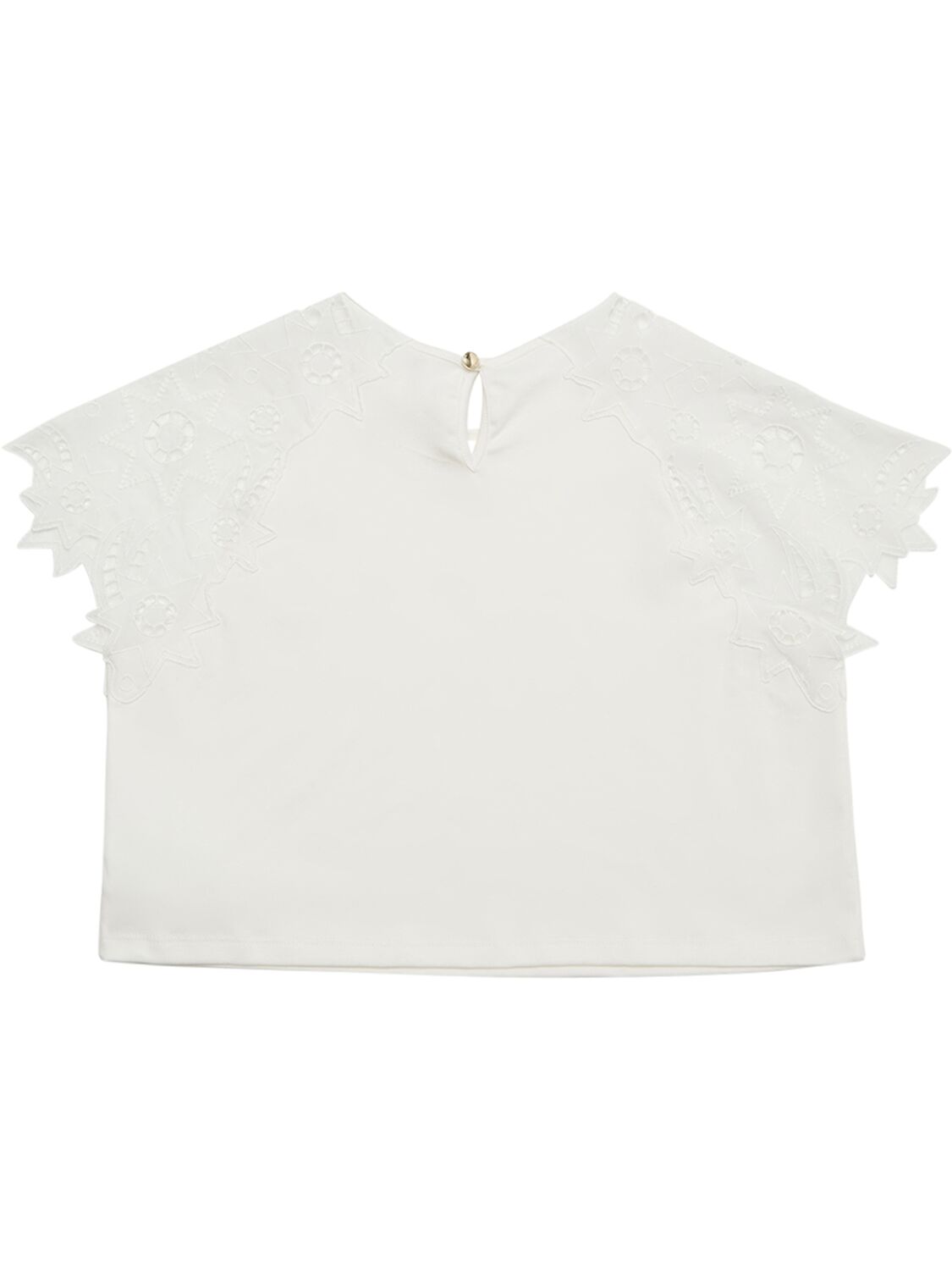 Shop Chloé Embroidered Cotton T-shirt In Off-white