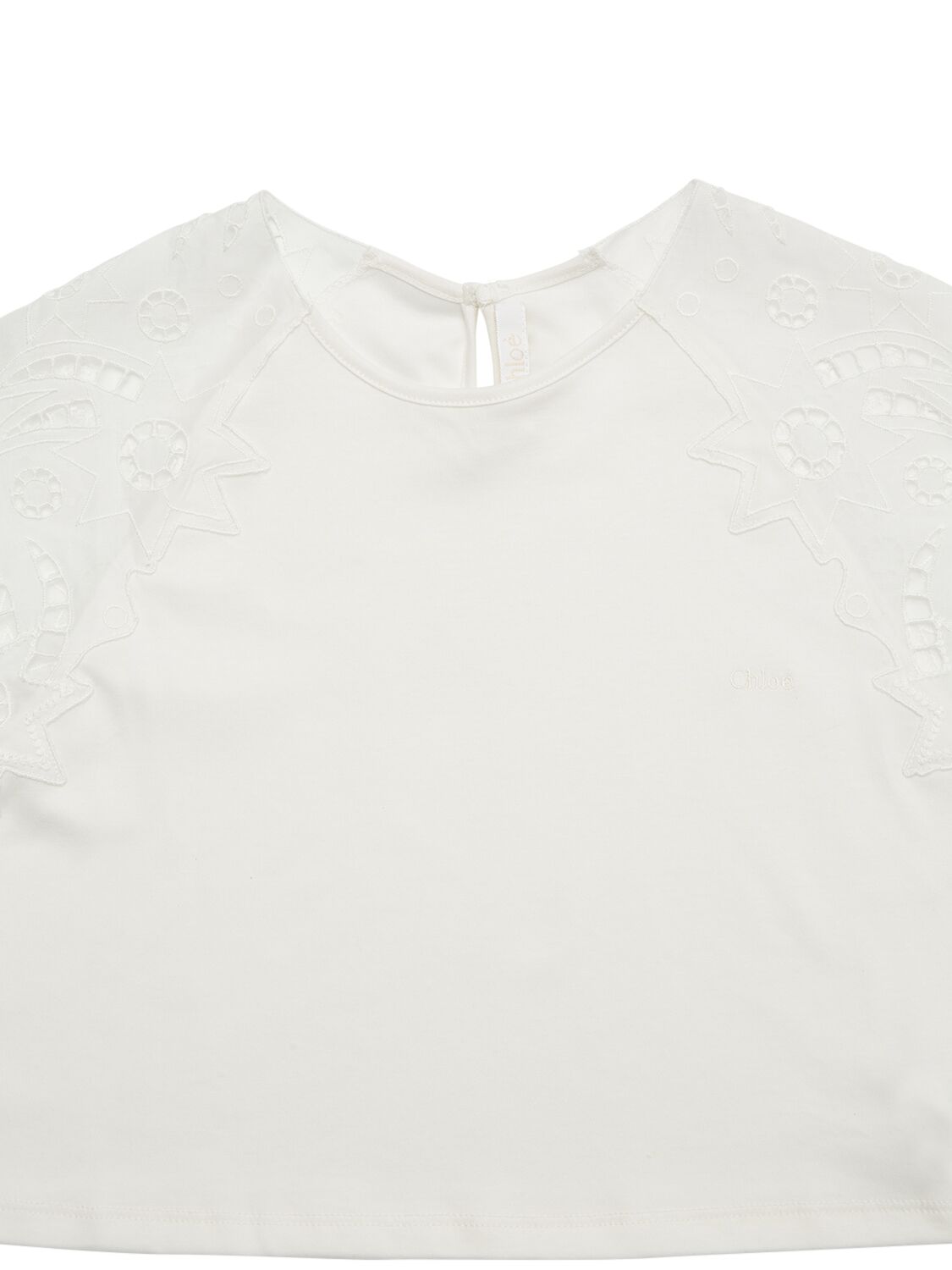 Shop Chloé Embroidered Cotton T-shirt In Off-white