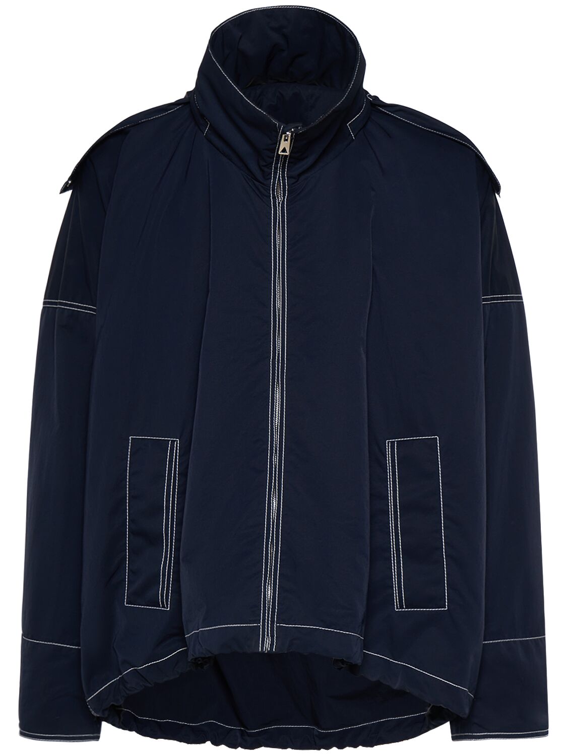 Shop Bottega Veneta Tech Nylon Hooded Jacket In Navy