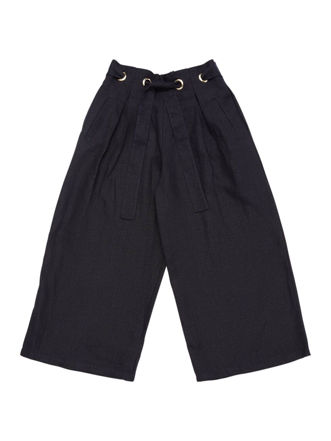 Chloé Kids' Linen Wide Pants In Navy