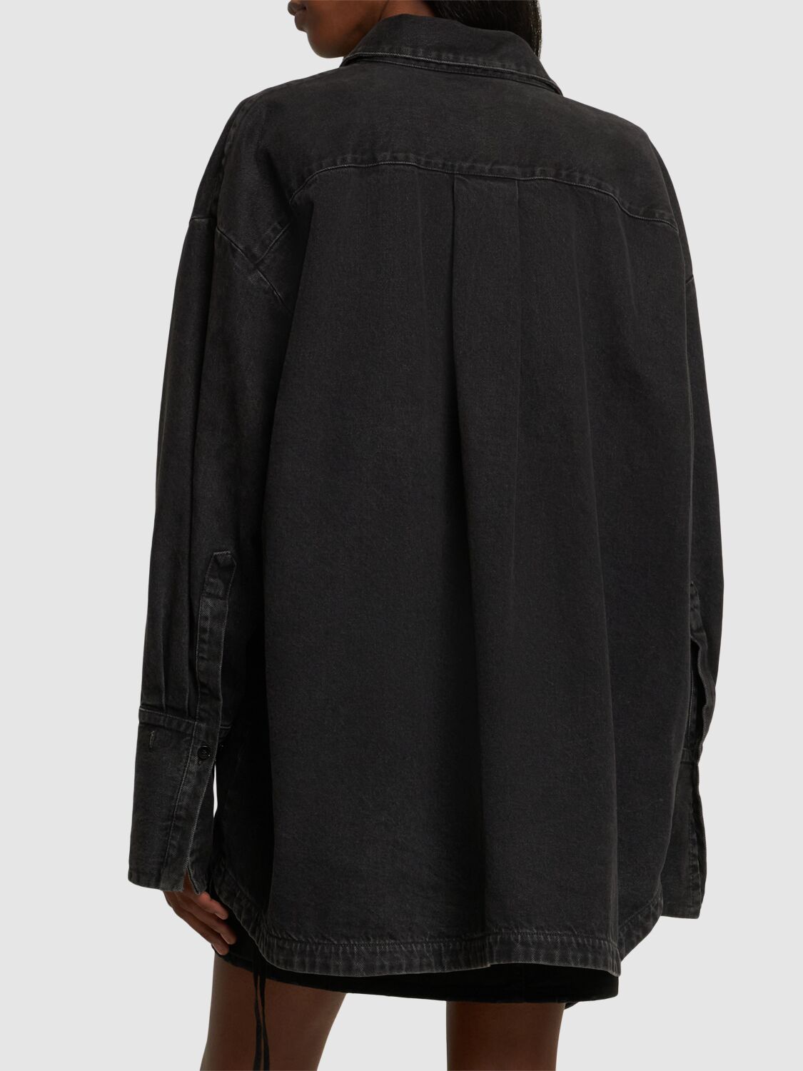 Shop Attico Diana Denim Shirt In Black