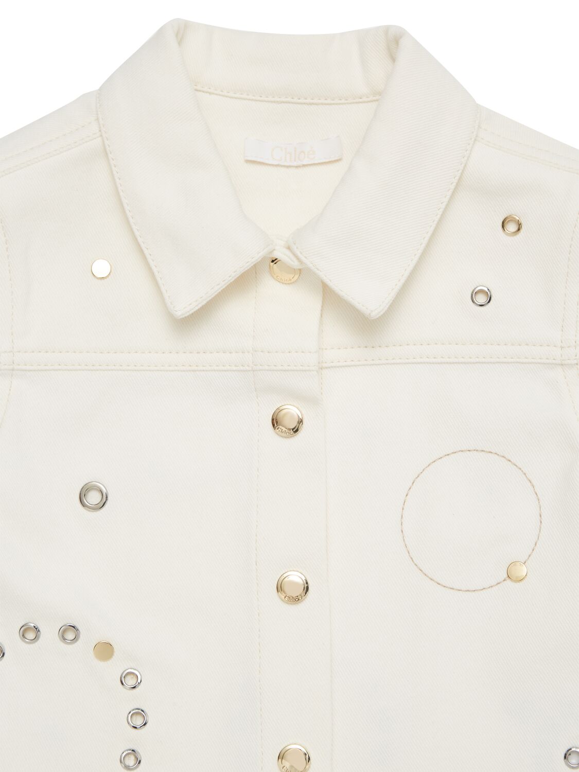 Shop Chloé Cotton Denim Jacket In Cream