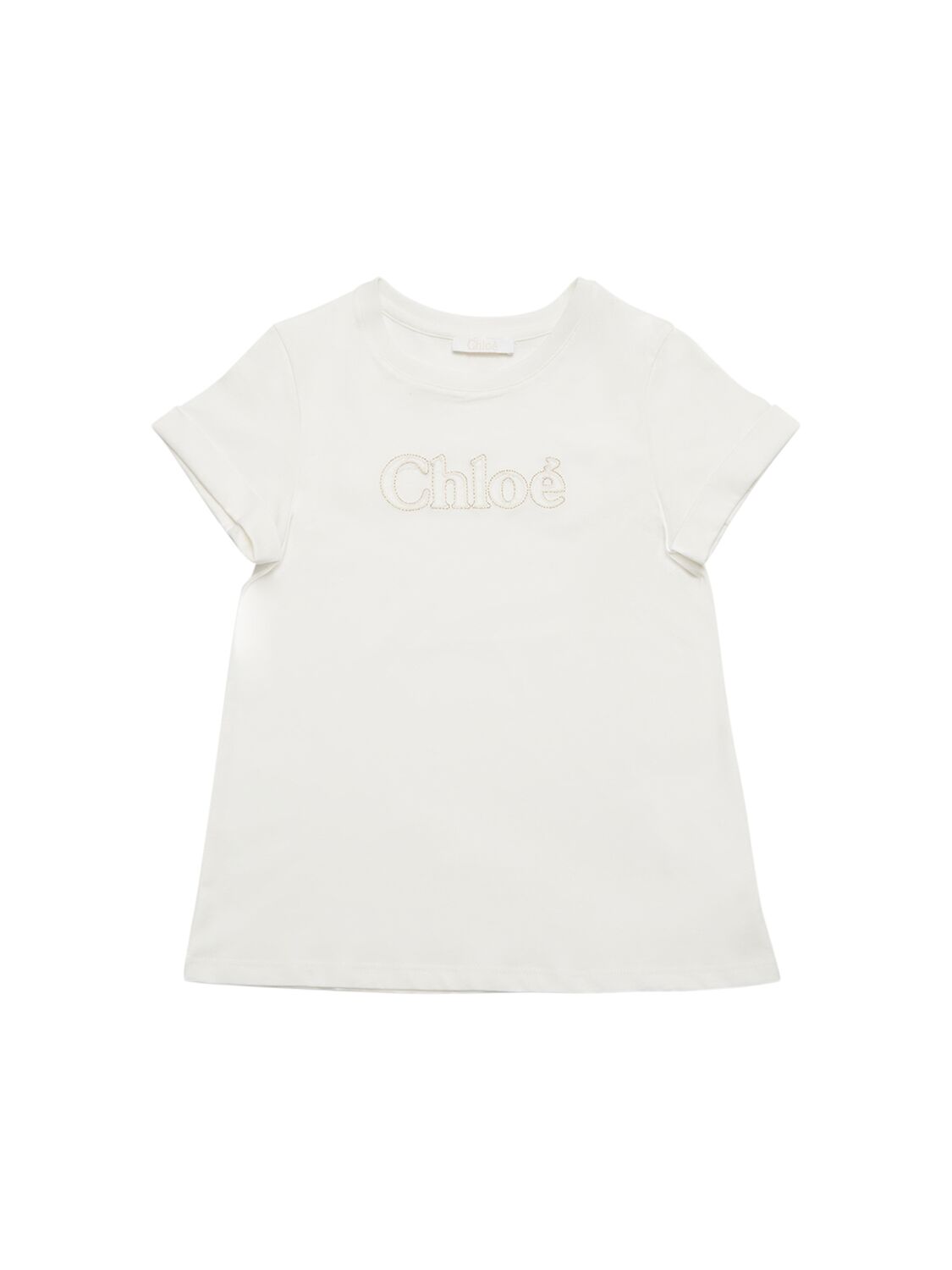 Chloé Kids' Logo Cotton Jersey T-shirt In Off-white