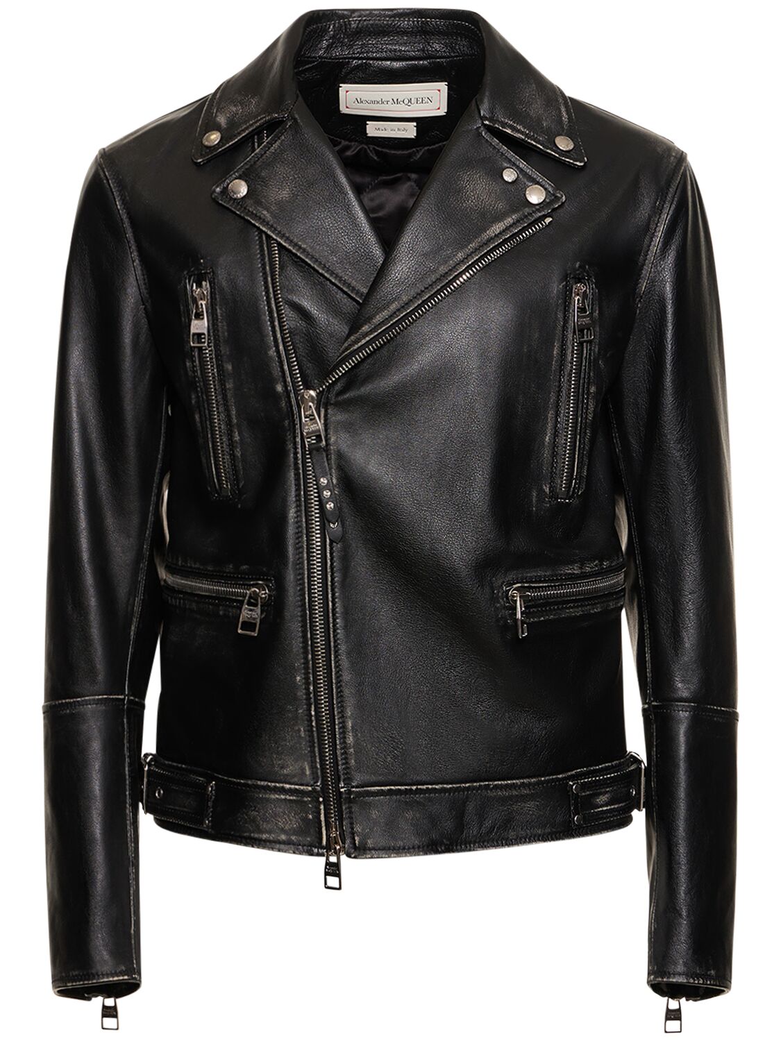 Alexander Mcqueen Biker Leather Jacket In Black