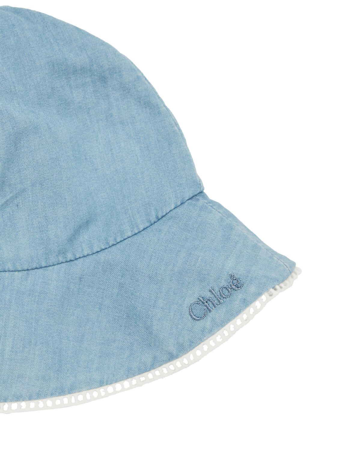 Shop Chloé Cotton Chambray Dress & Hat In Light Blue