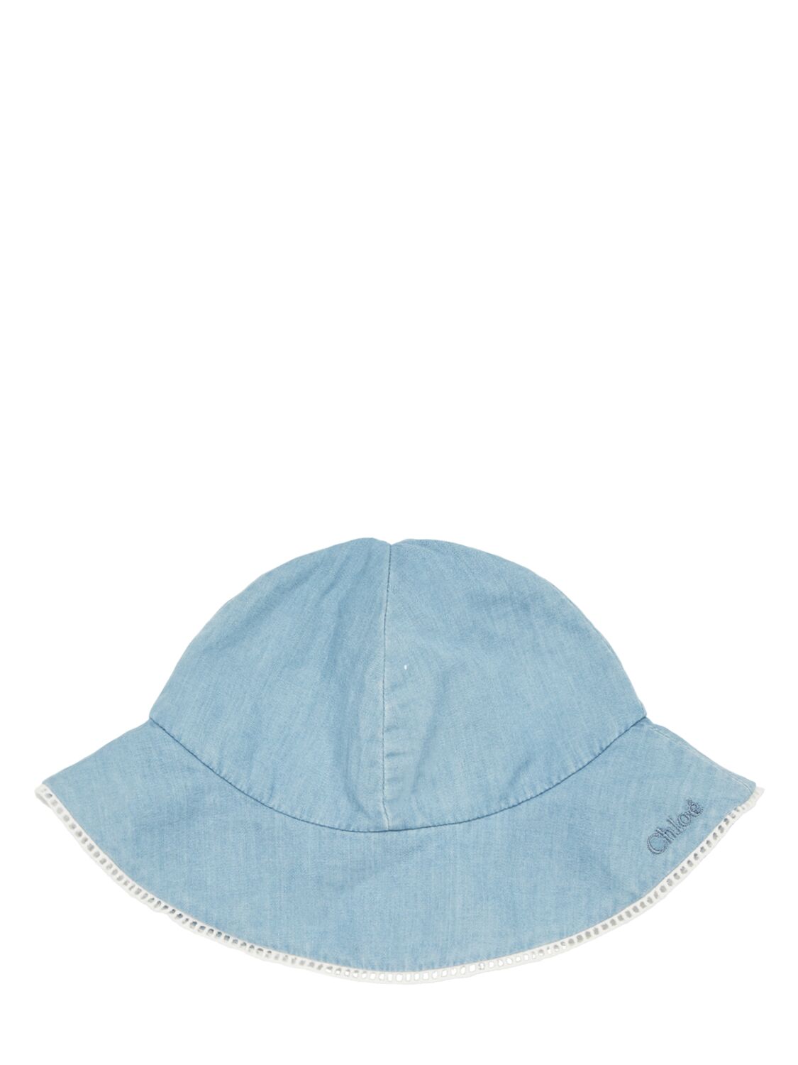 Shop Chloé Cotton Chambray Dress & Hat In Light Blue