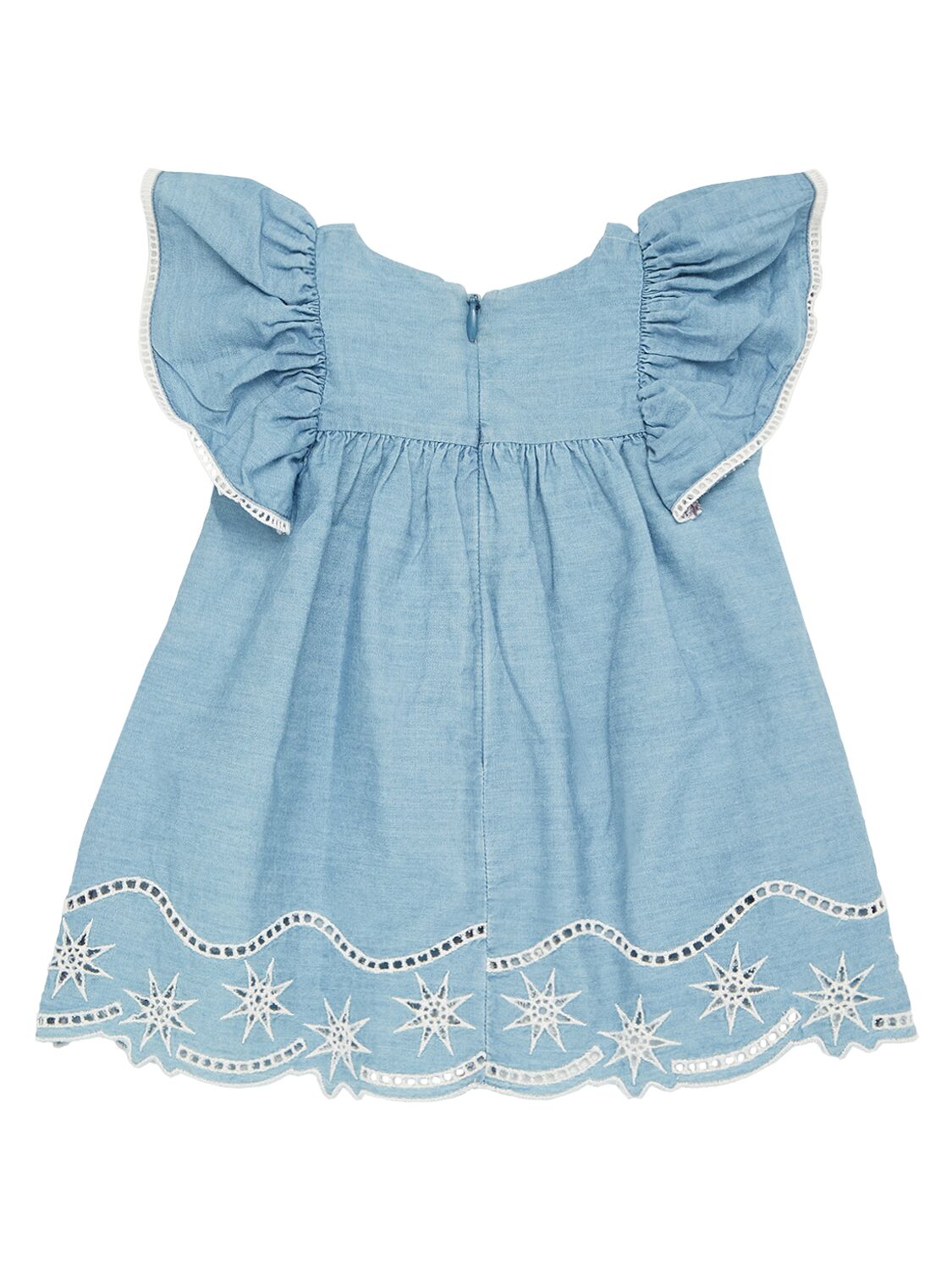 Shop Chloé Cotton Chambray Dress & Hat In Light Blue