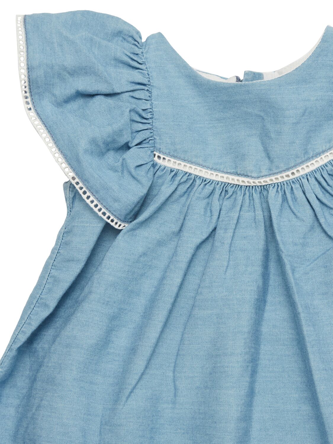 Shop Chloé Cotton Chambray Dress & Hat In Light Blue