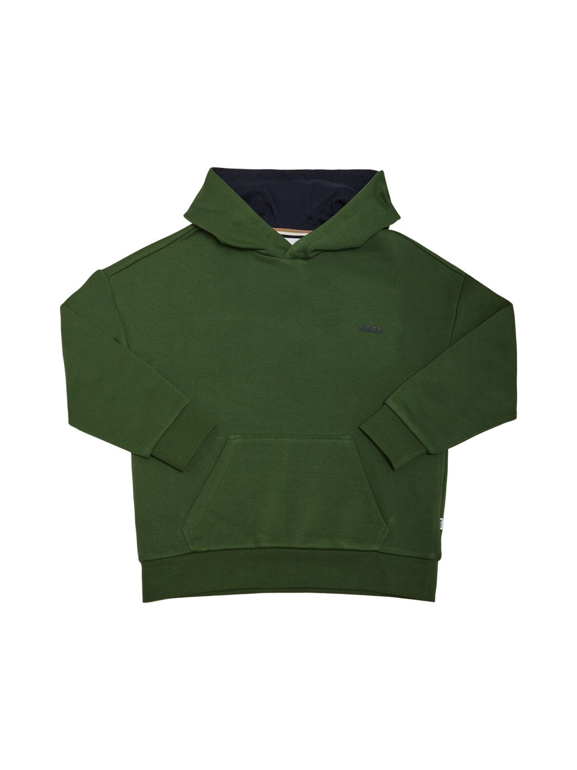 Hugo Boss Kids' Cotton Blend Sweatshirt Hoodie In Green