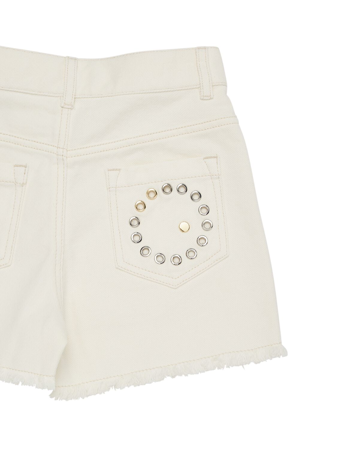 Shop Chloé Studded Denim Shorts In Ivory