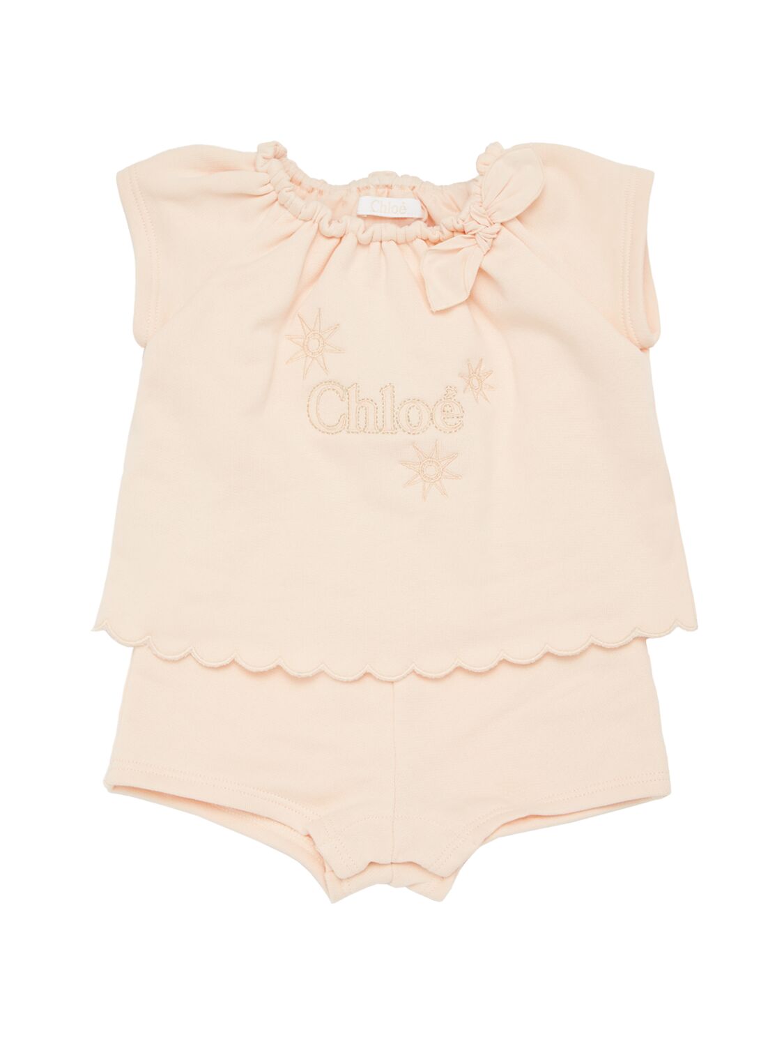 Chloé Kids' 棉质t恤&短裤 In Pink