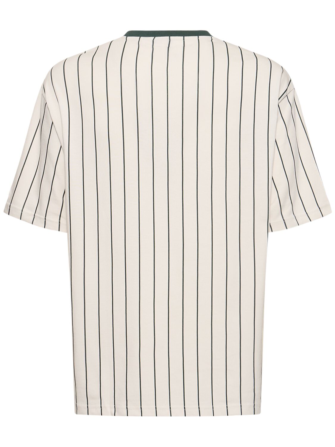 Shop New Era Pinstriped Cotton T-shirt In White,green