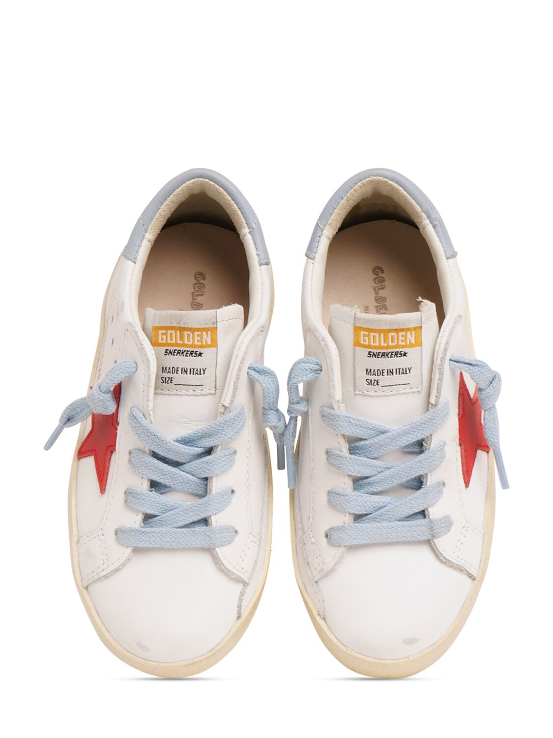 Shop Golden Goose Super-star Leather Lace-up Sneakers In Red,white,blue