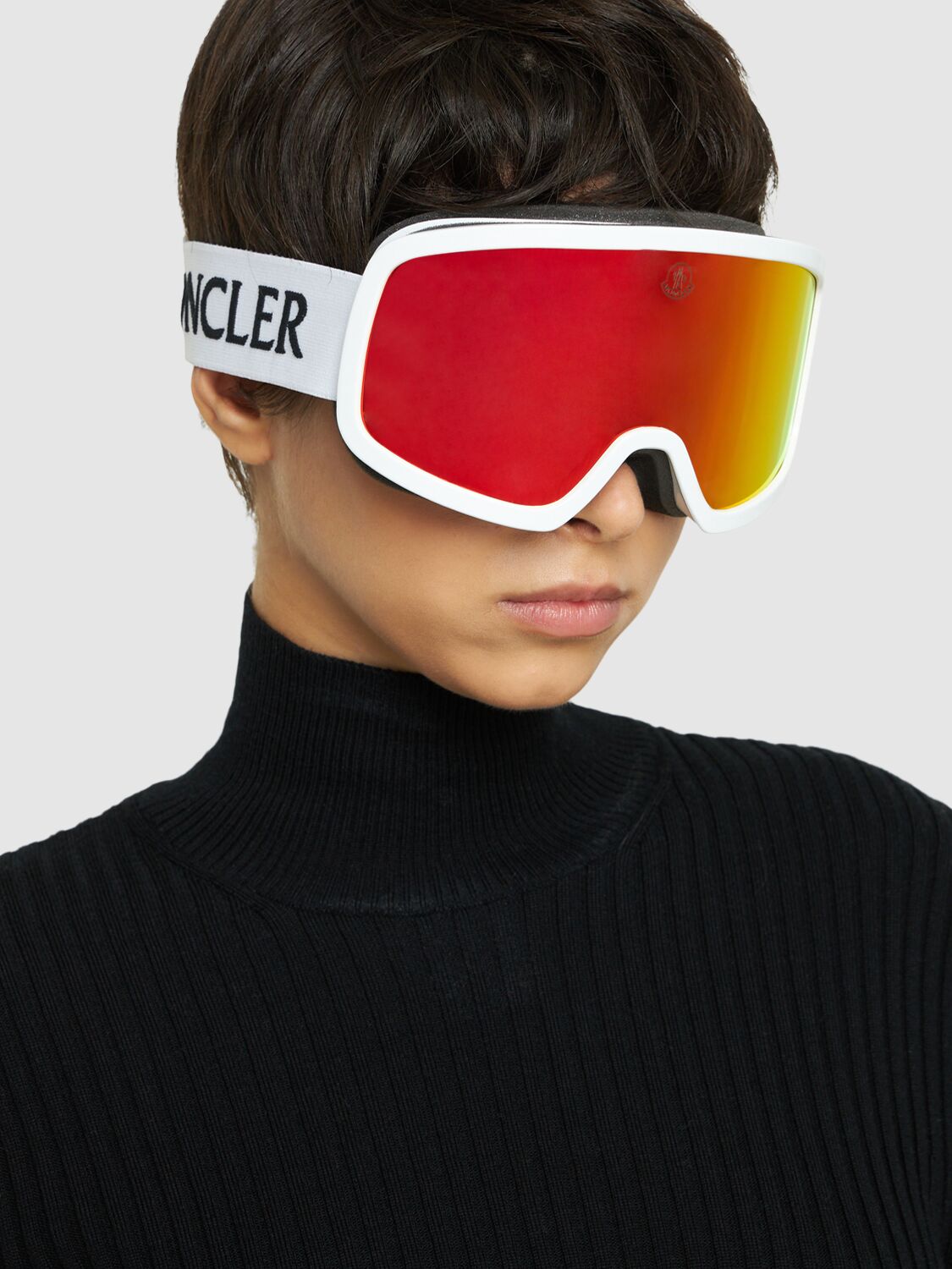Shop Moncler Terrabeam Ski Goggles In White,red