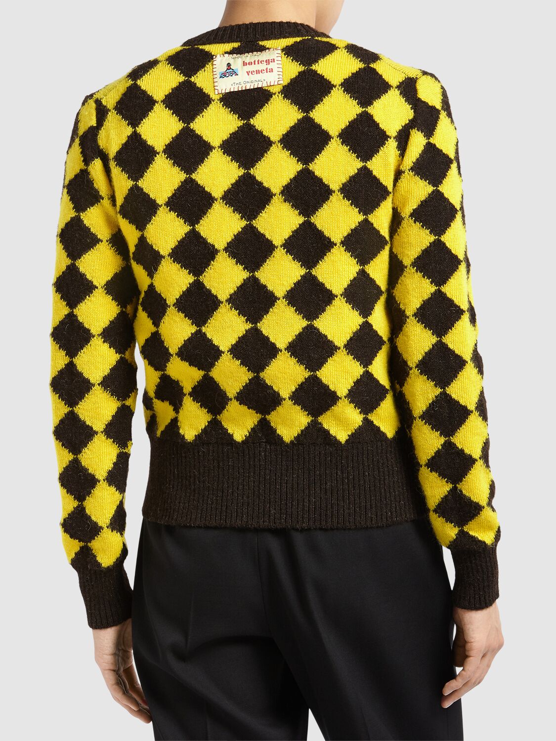 Shop Bottega Veneta Argyle Intarsia Wool Jumper In Cocoa,yellow