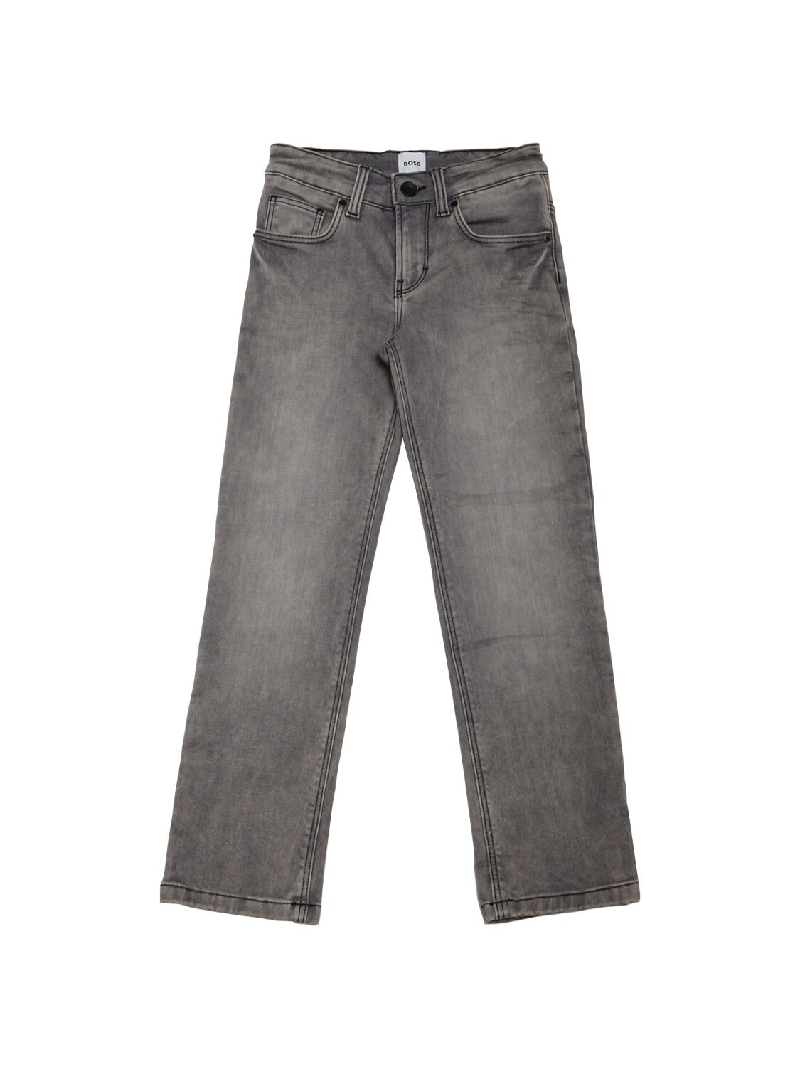 Hugo Boss Kids' Cotton Denim Stretch Jeans In Grey