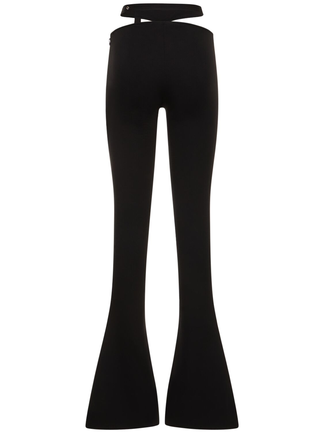 Shop Attico Compact Tech Jersey Cutout Flared Pants In Black