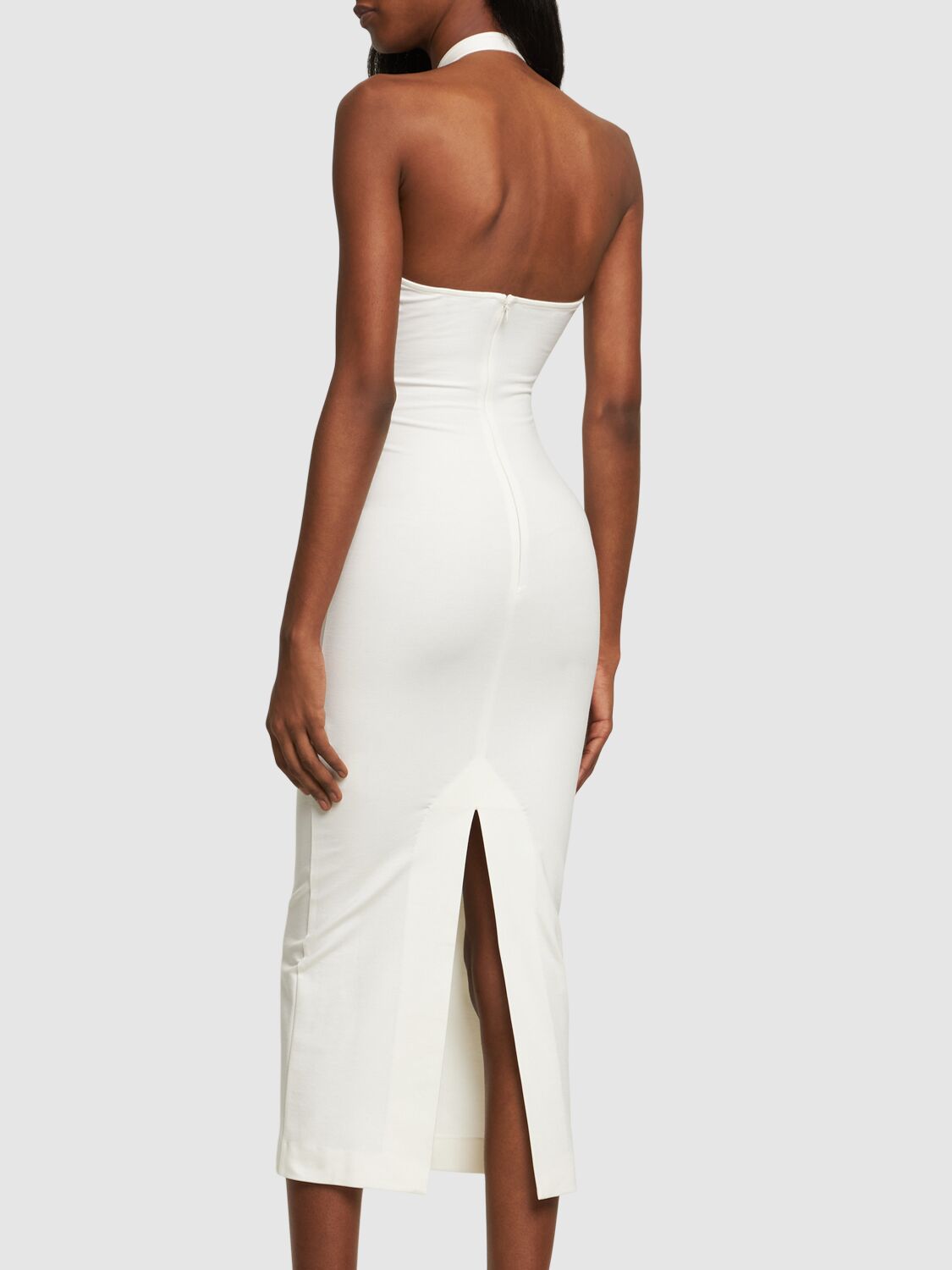 Shop Attico Compact Jersey Crisscross Midi Dress In White