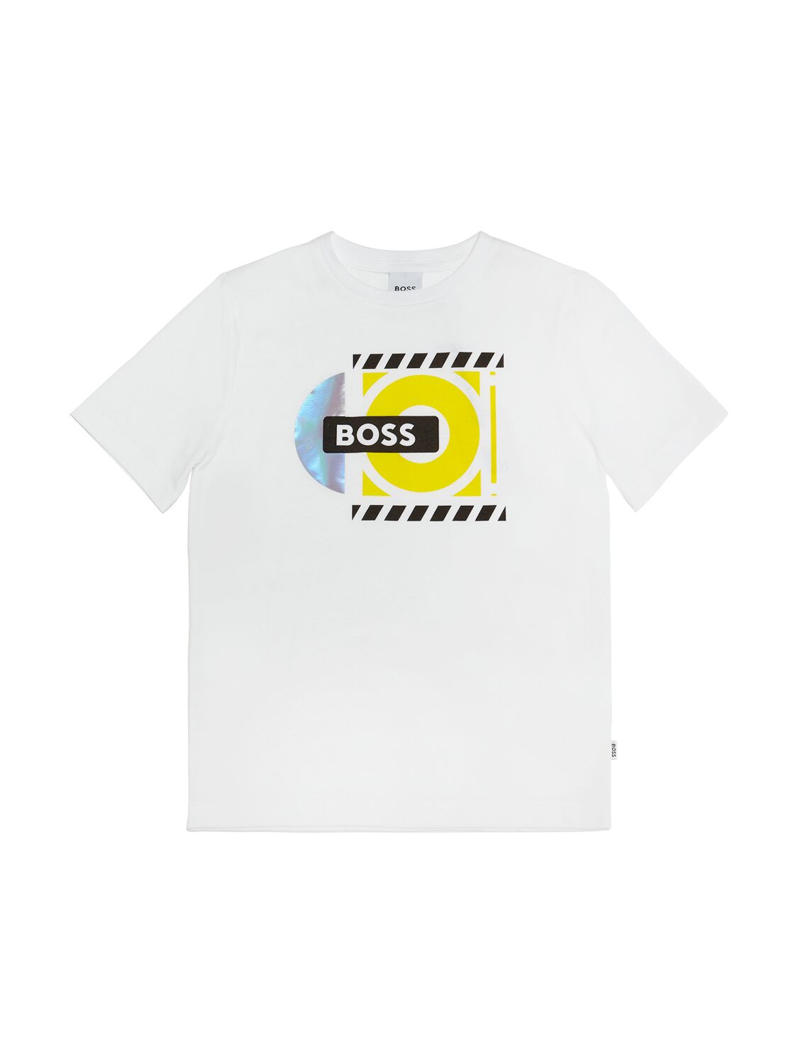 Hugo Boss Kids' 印花棉质平纹针织t恤 In White