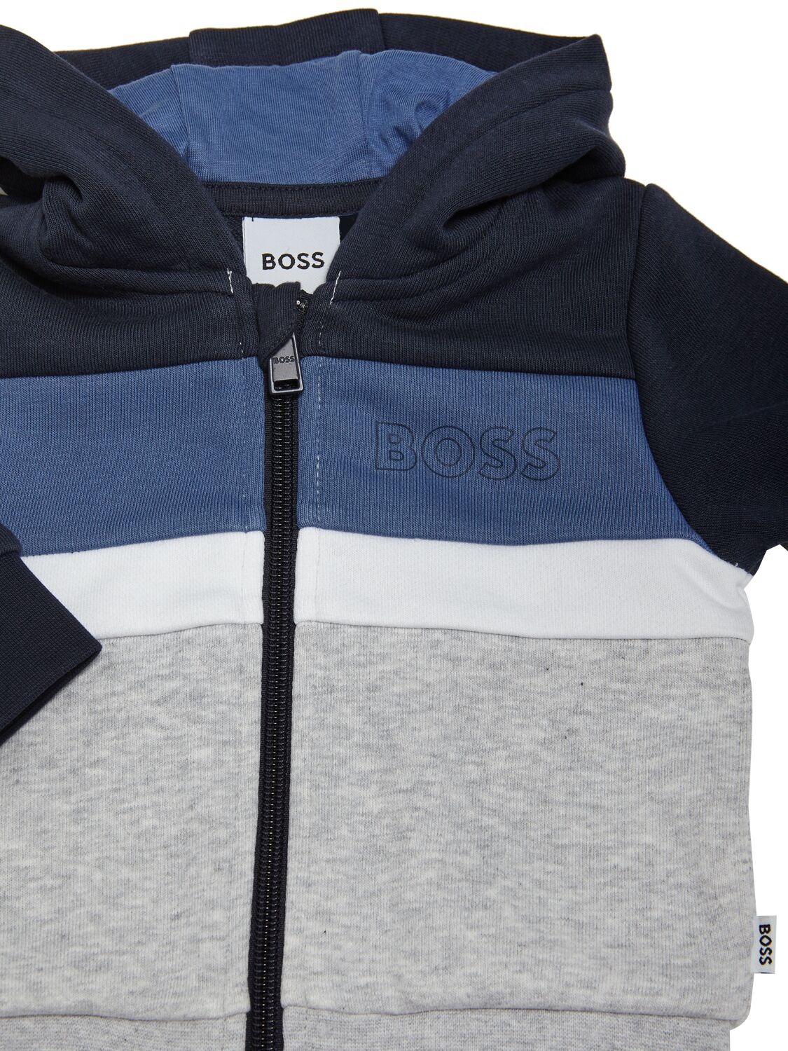 Shop Hugo Boss Logo Print Zip-up Hoodie & Sweatpants In Blue,grey