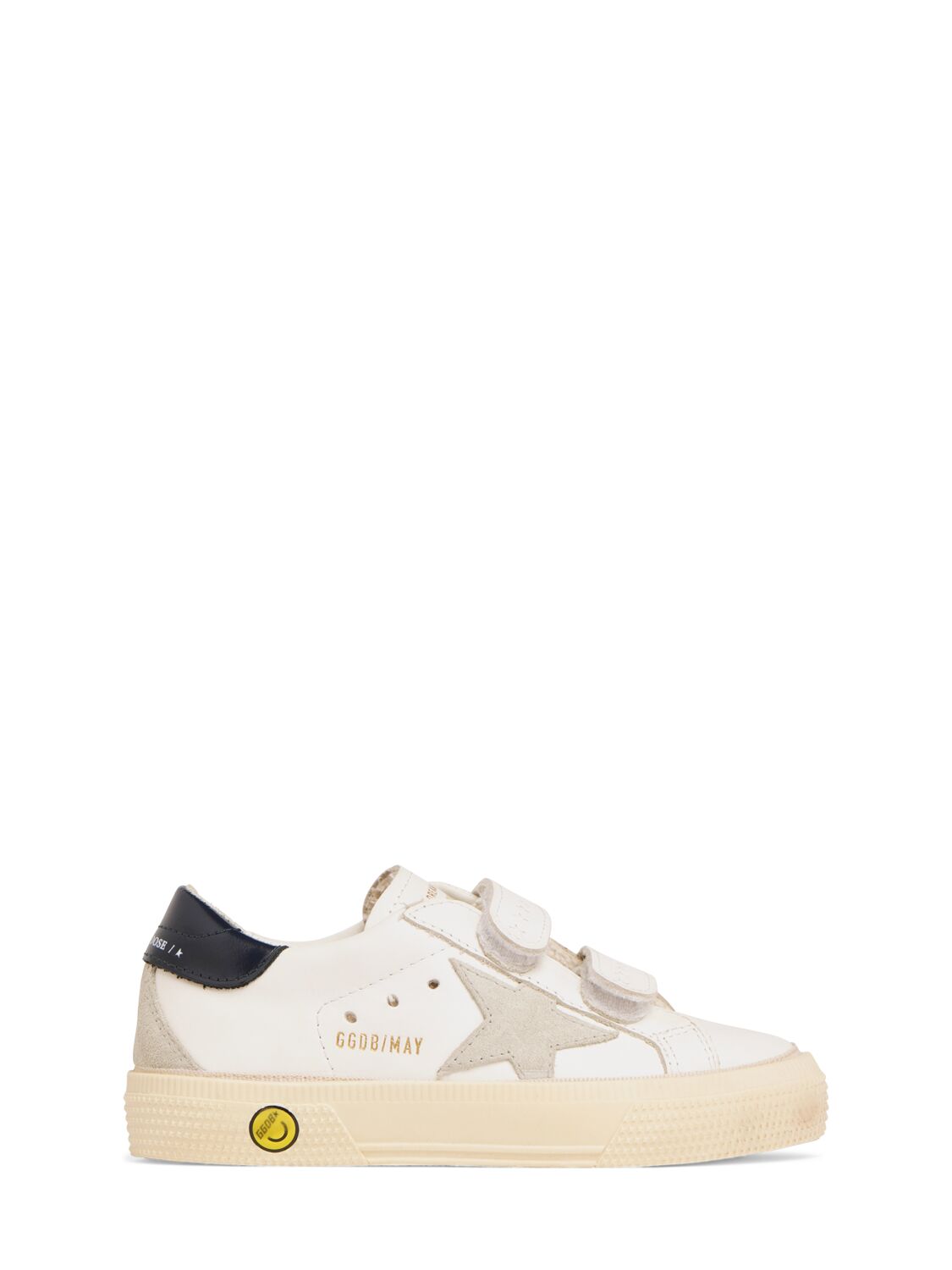 Golden Goose Kids' May School Leather Strap Sneakers In White