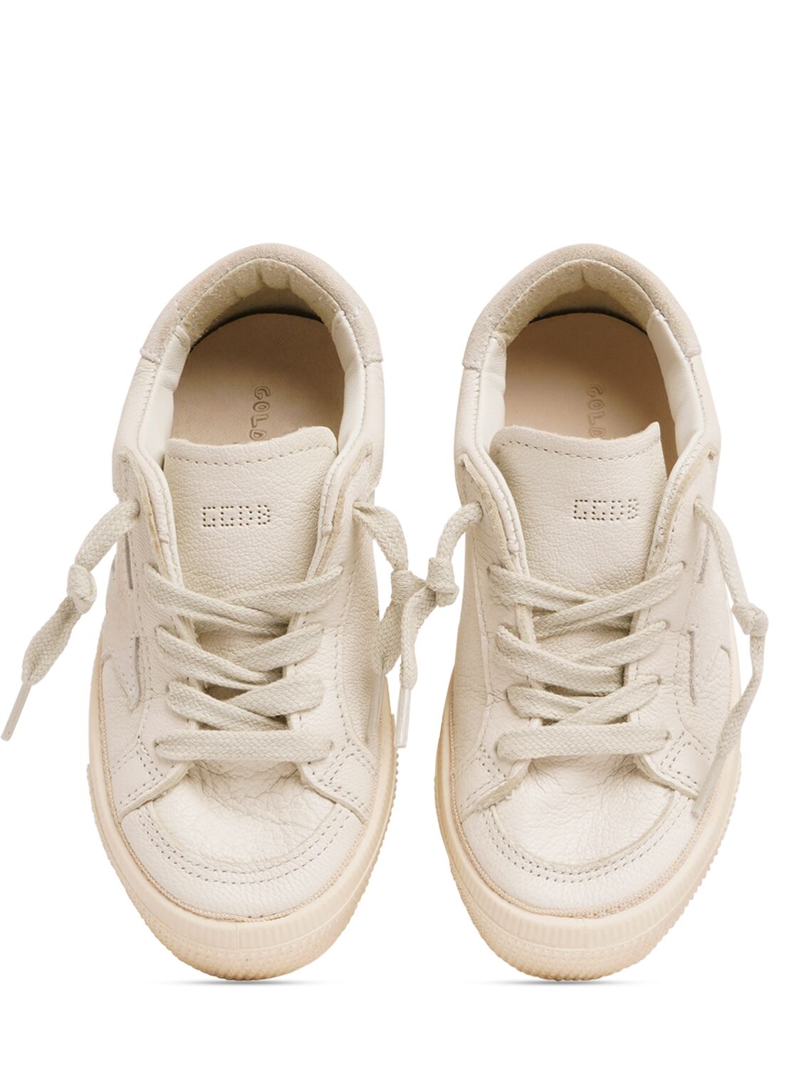 Shop Golden Goose May Leather Lace-up Sneakers In Optic  White