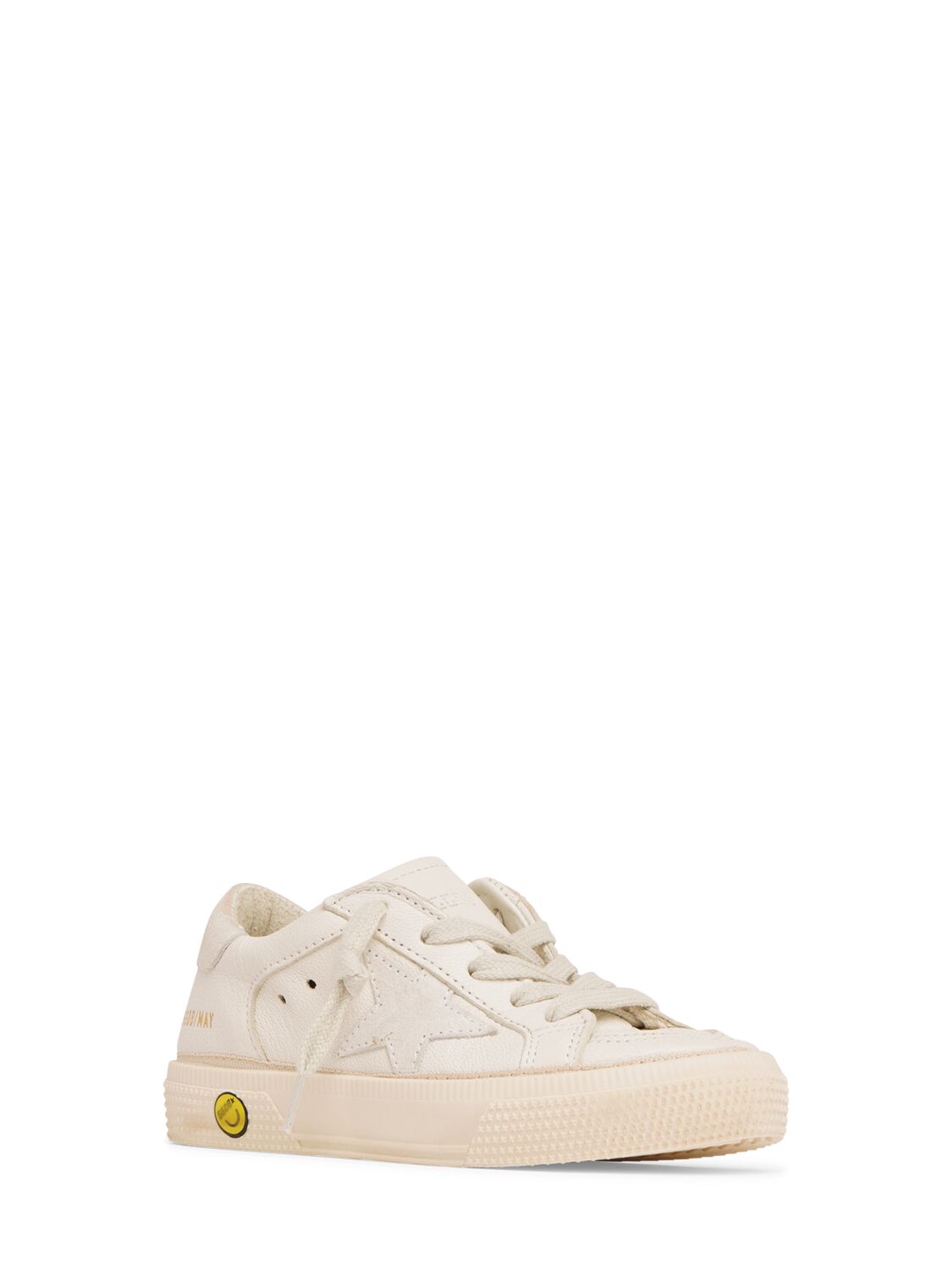 Shop Golden Goose May Leather Lace-up Sneakers In Optic  White