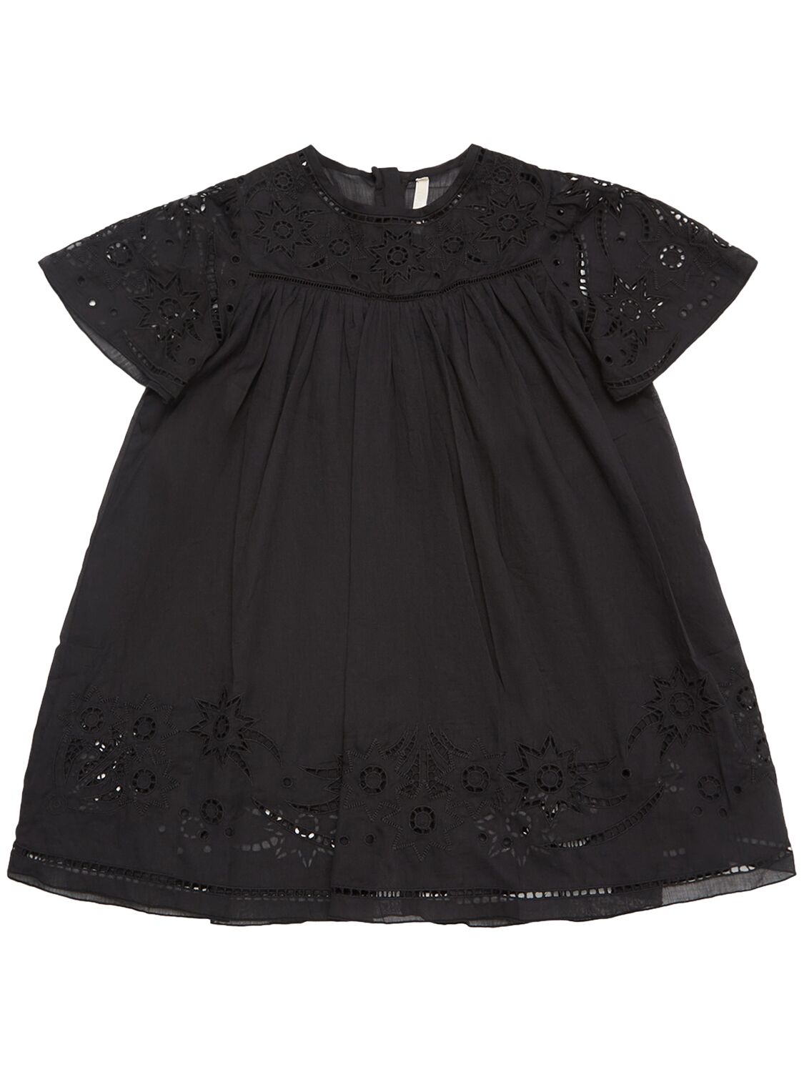 Chloé Kids' Embroidered Cotton Dress In Black