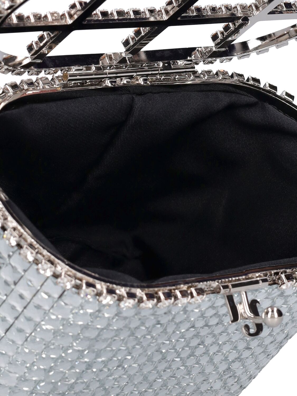 Shop Rosantica Mini Holli Vetro Top Handle Bag In Clear Crystals